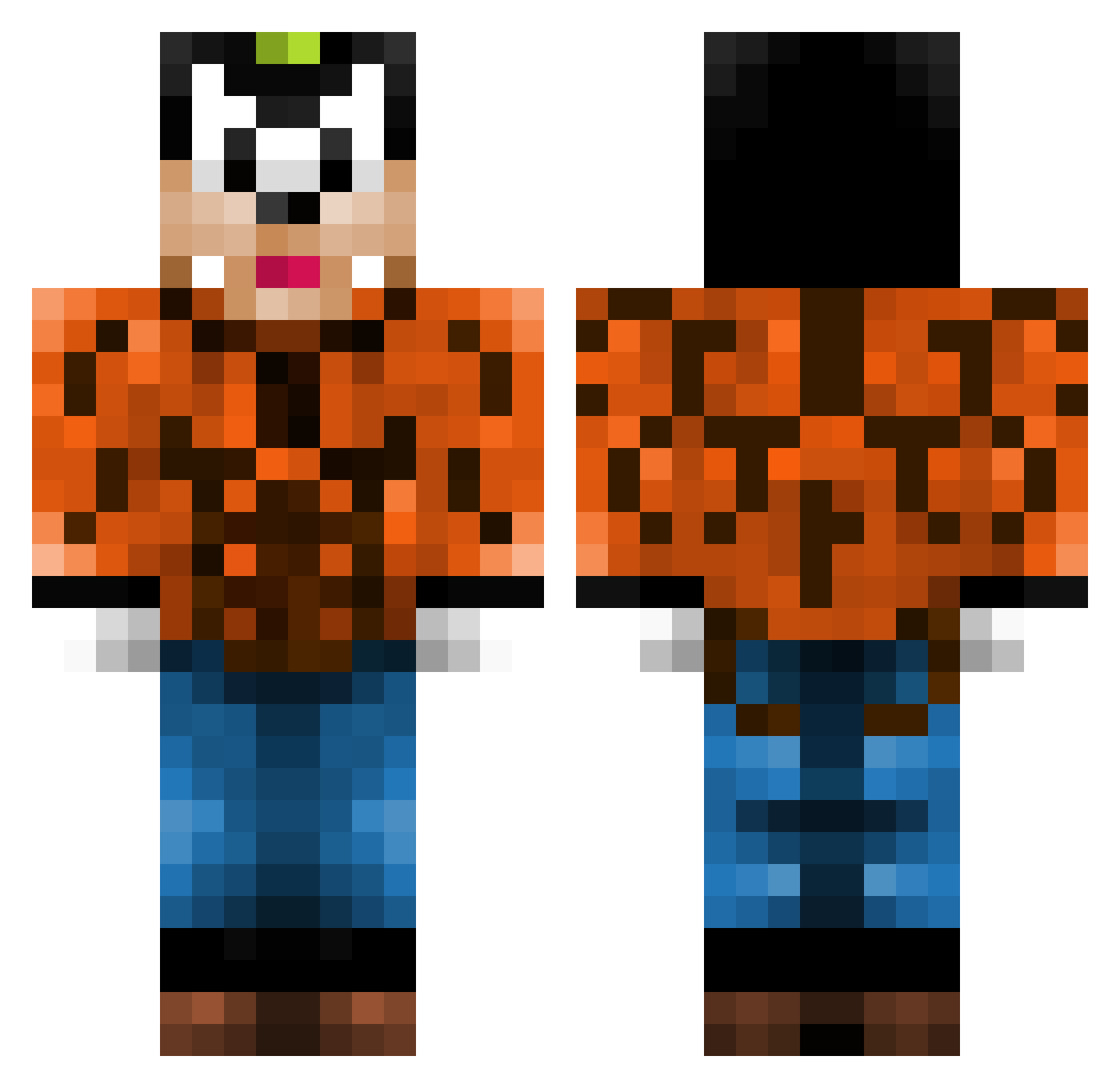 Furdle Minecraft skin, front and back view