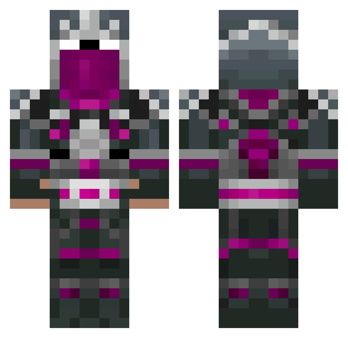 Gomical Minecraft skin, front and back view