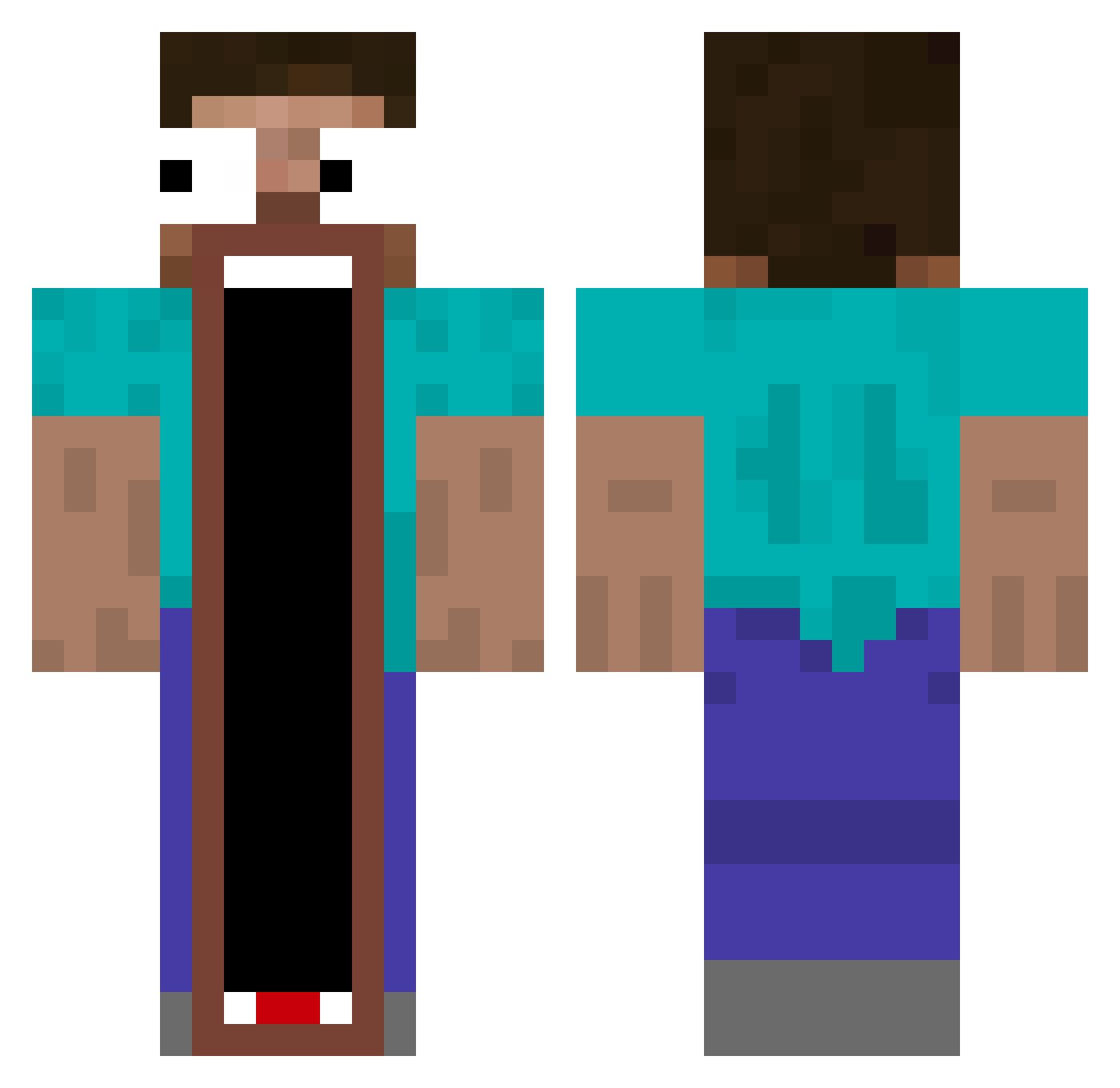 Azuky007 Minecraft skin, front and back view
