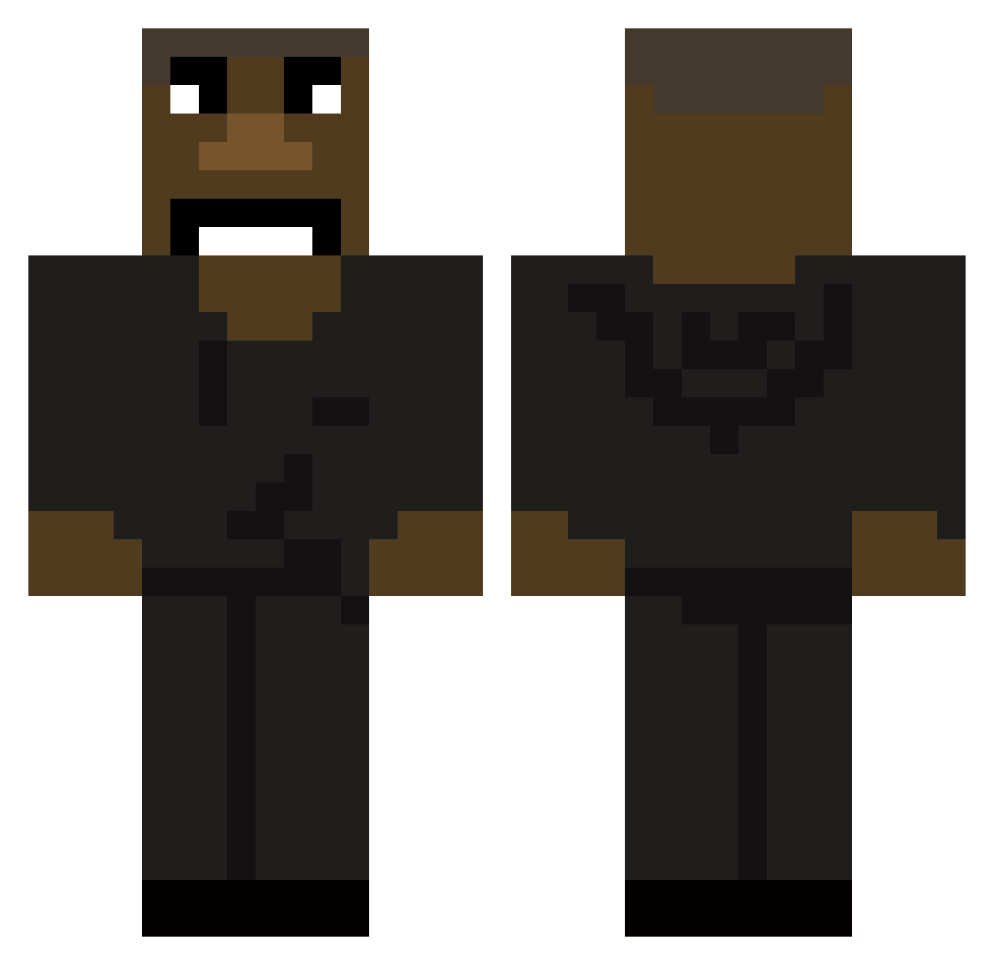 ambatukan Minecraft skin, front and back view