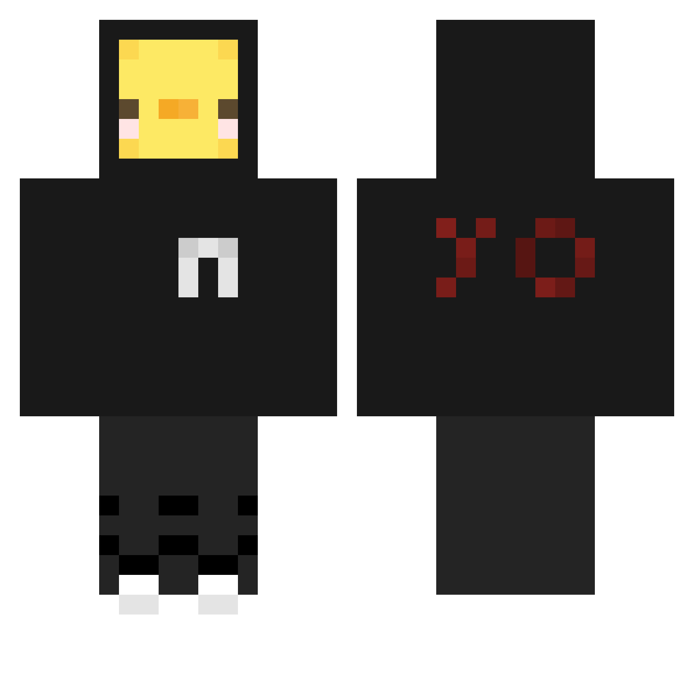 timpieparty Minecraft skin, front and back view