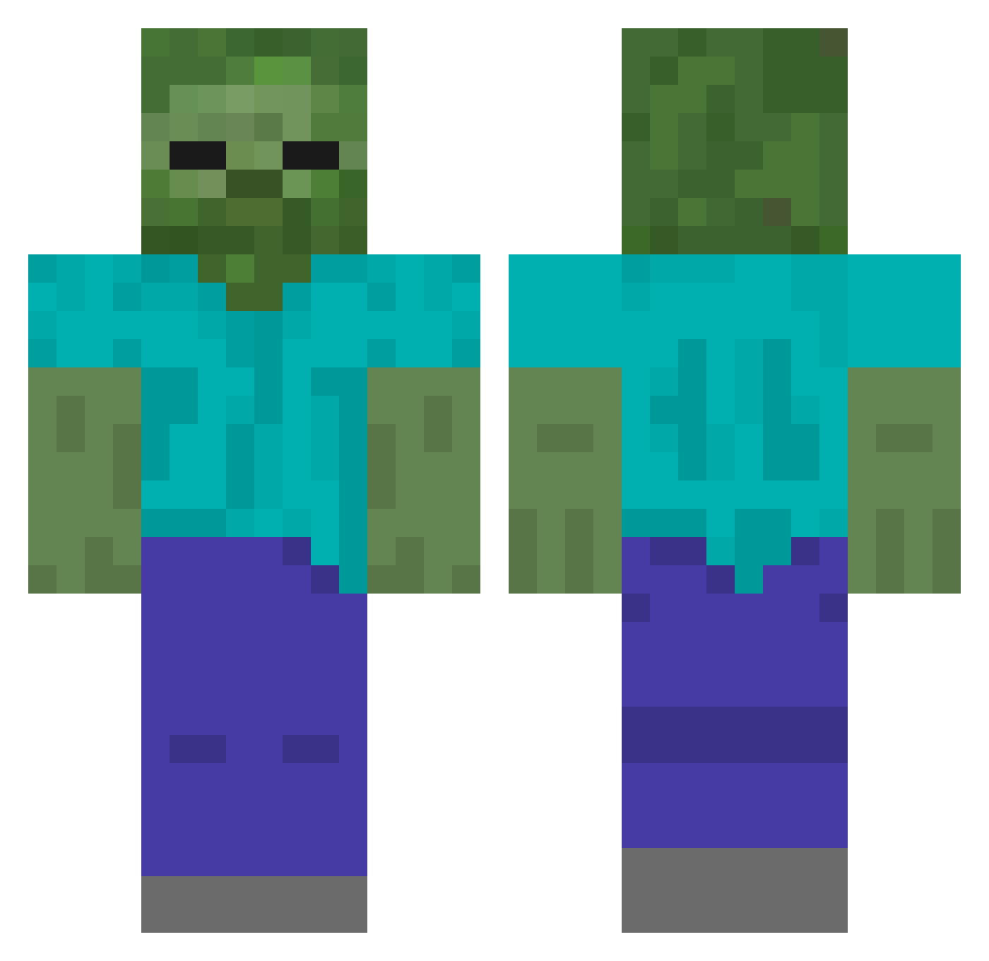 zzlele Minecraft skin, front and back view