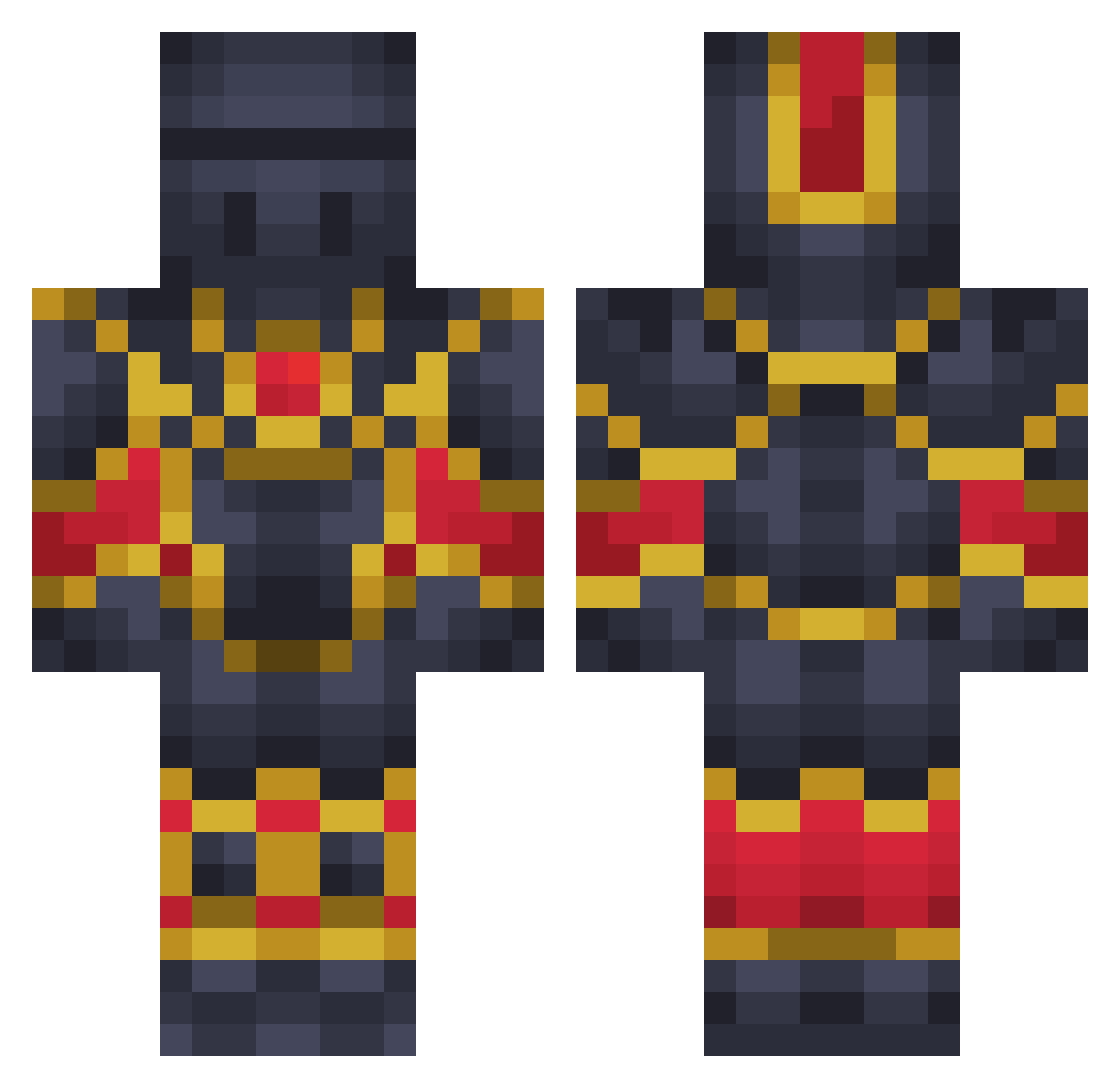 Radial Minecraft skin, front and back view