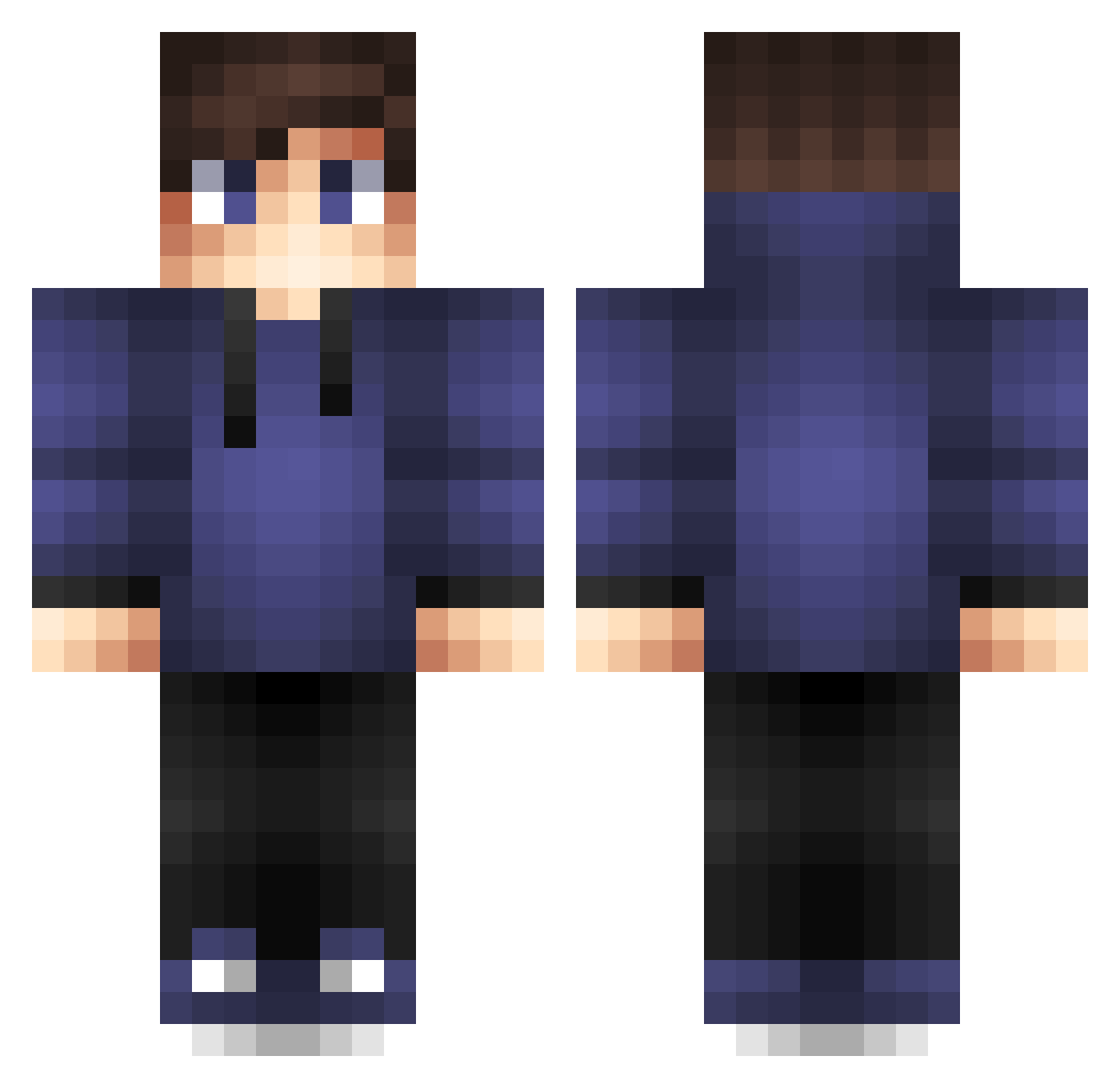 Scintillates Minecraft skin, front and back view