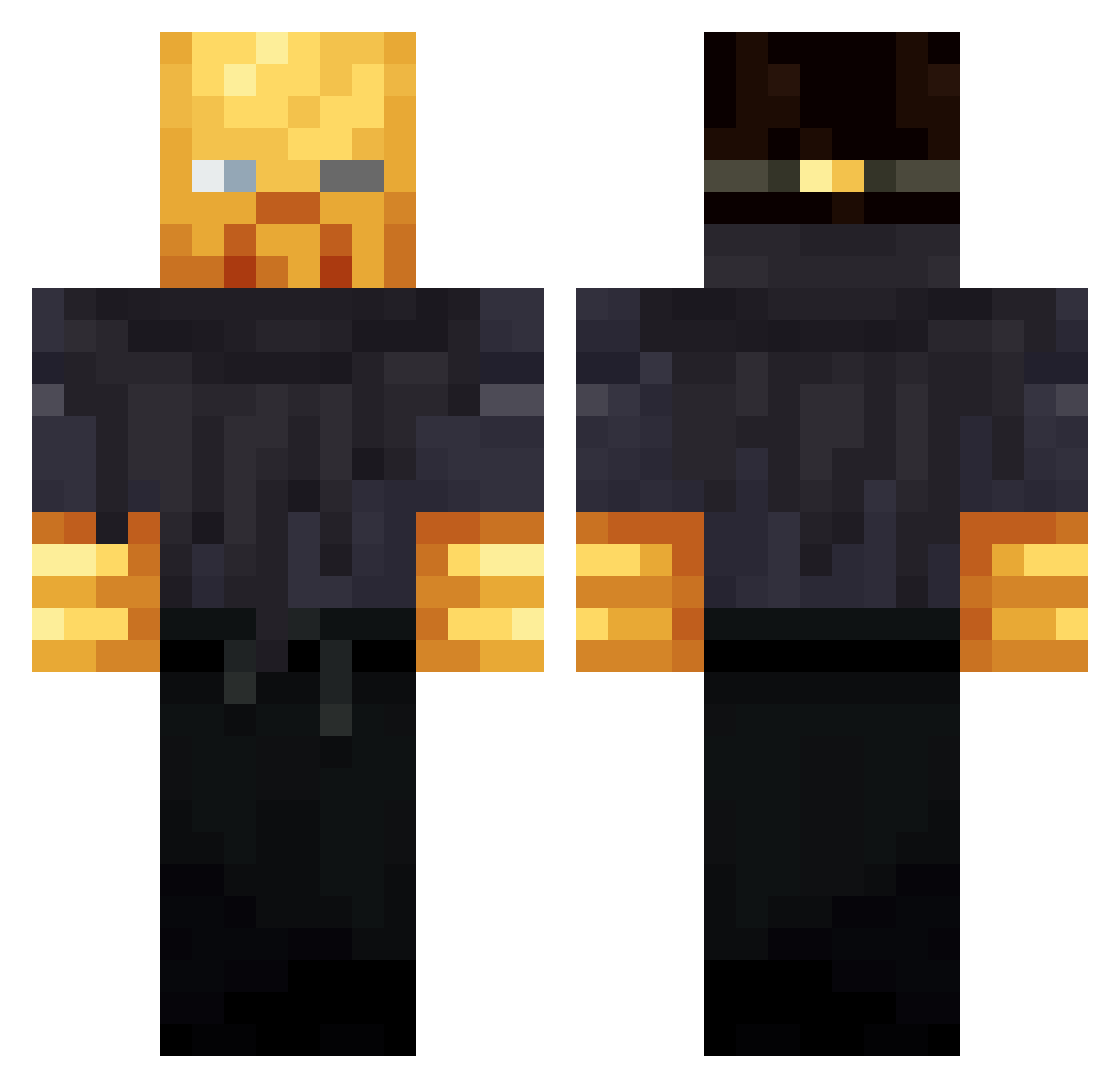 TheMaskInGolden Minecraft skin, front and back view