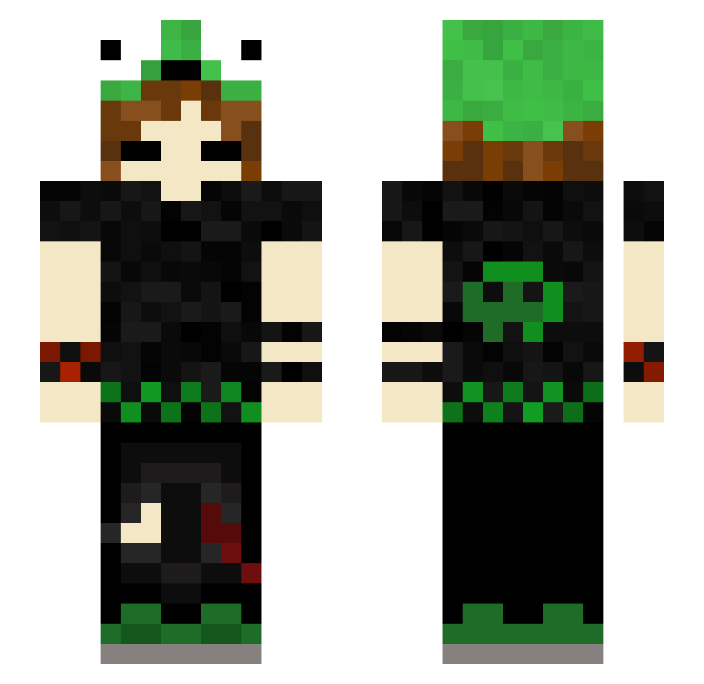 Unknoown133 Minecraft skin, front and back view