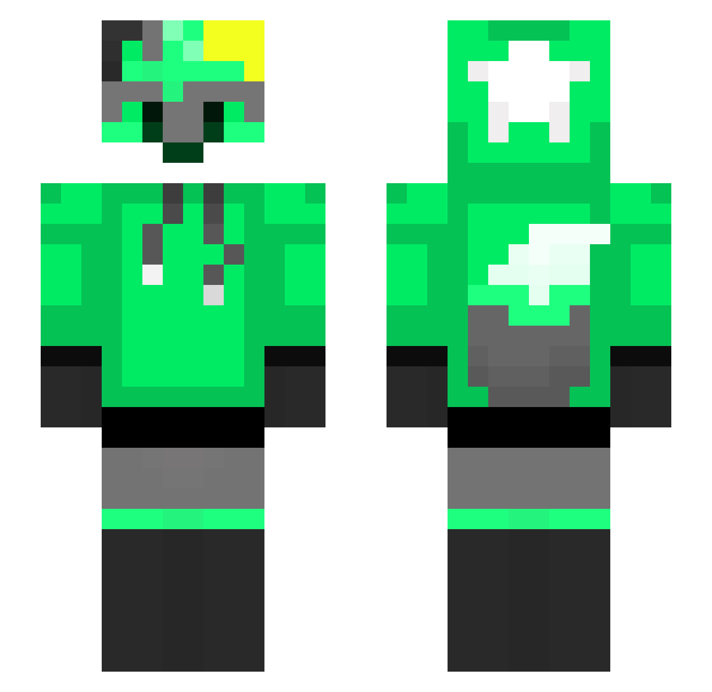 microbacteria Minecraft skin, front and back view