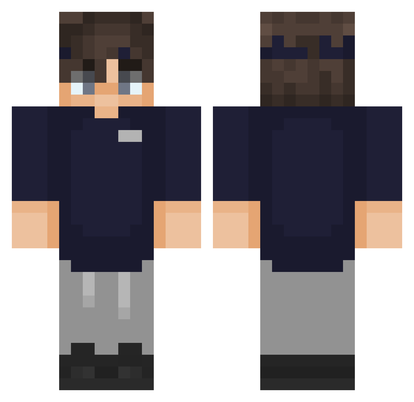 Reconfirmed Minecraft skin, front and back view