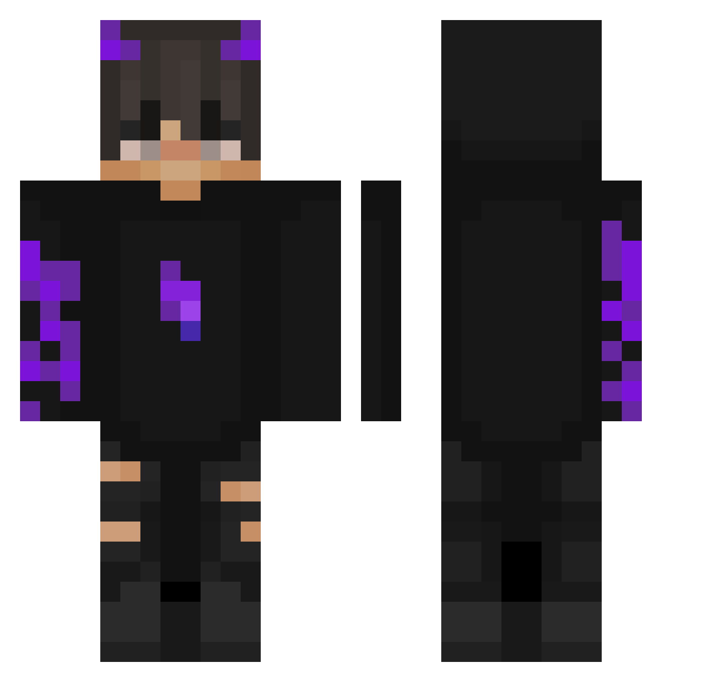 Quasimax Minecraft skin, front and back view