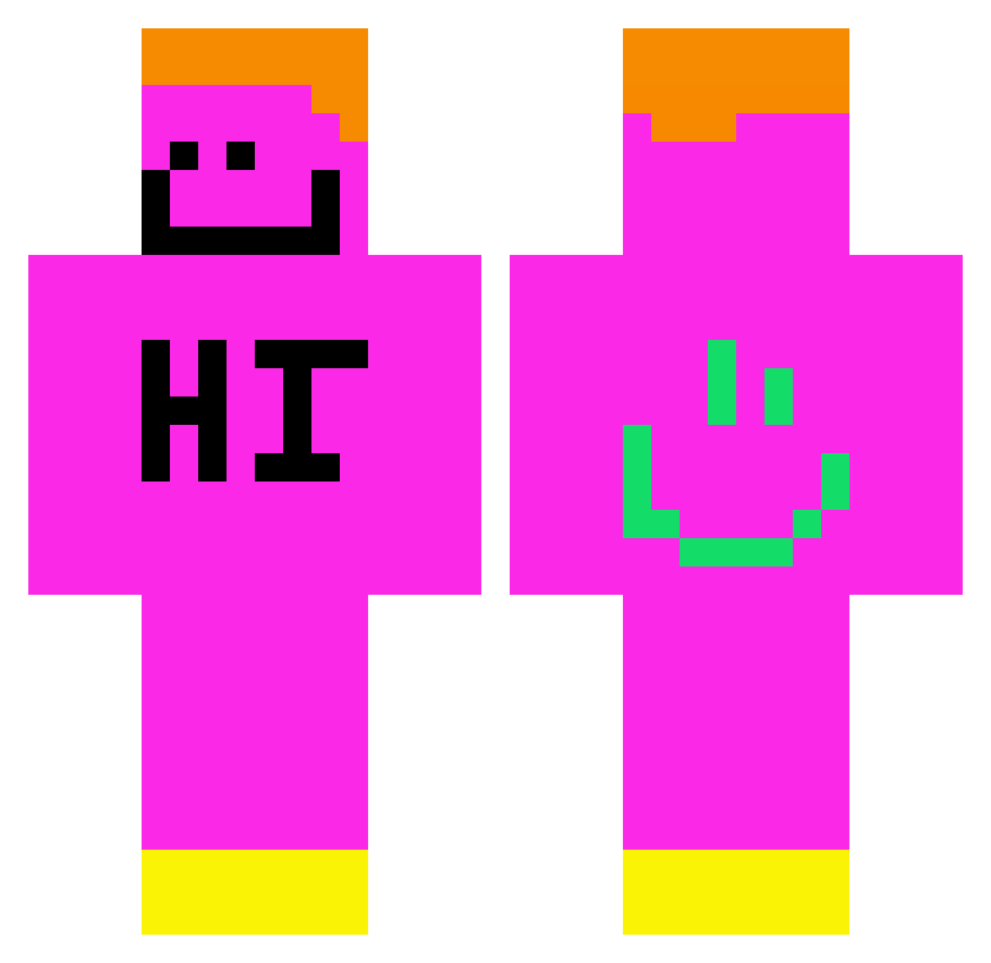 Rovssss Minecraft skin, front and back view