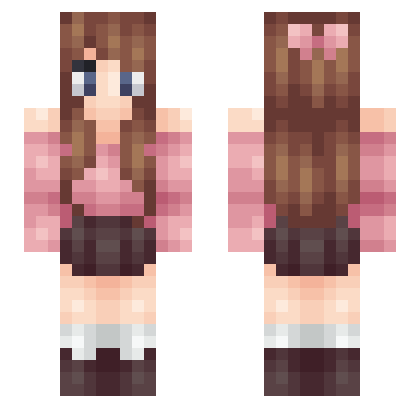 Casie Minecraft skin, front and back view