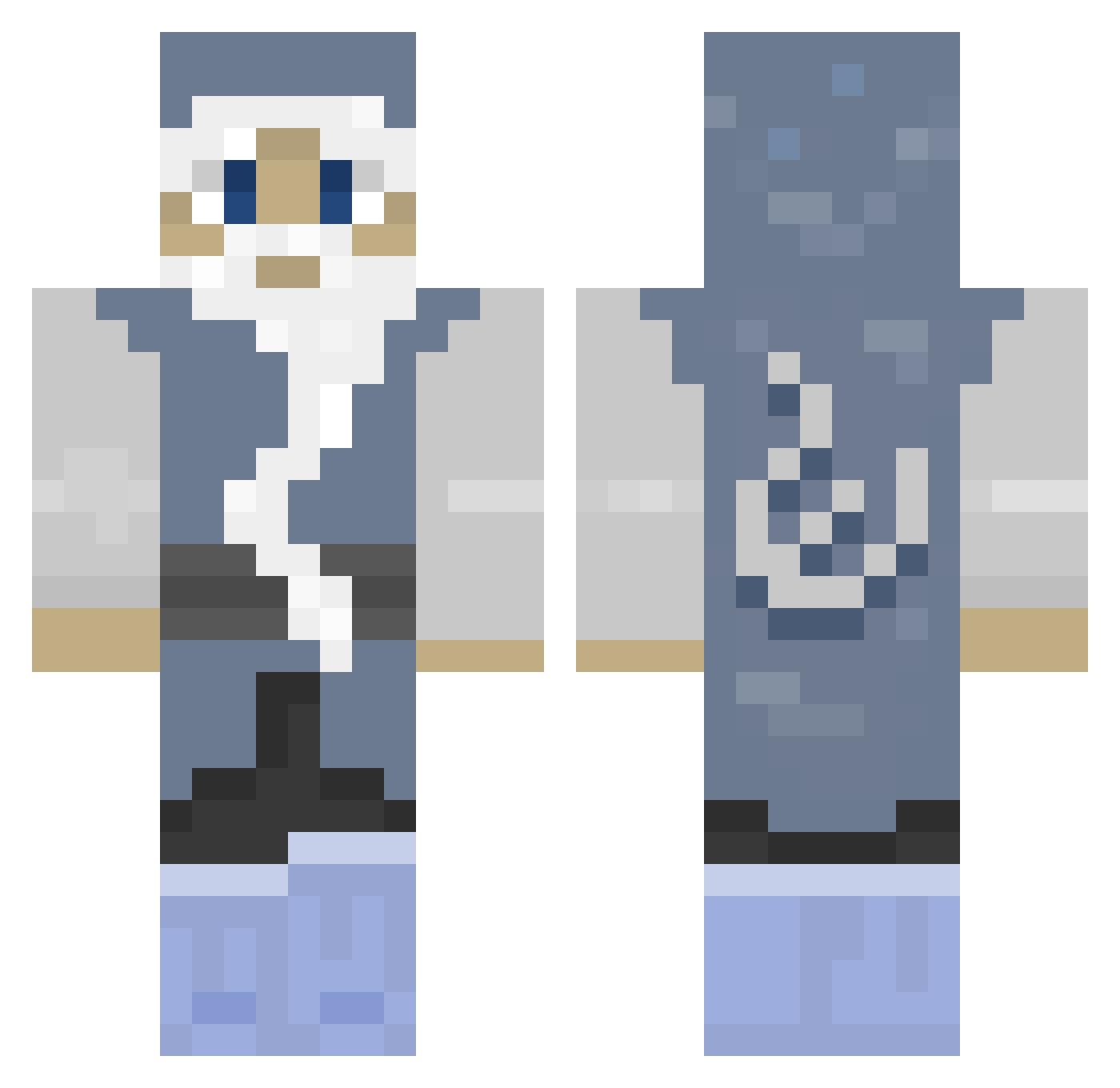 wes73 Minecraft skin, front and back view