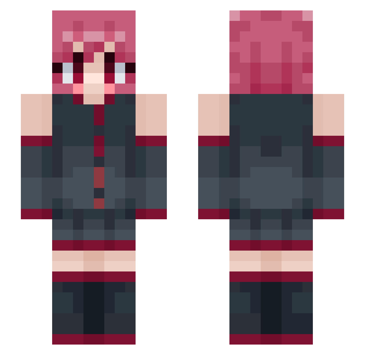 evynuva Minecraft skin, front and back view