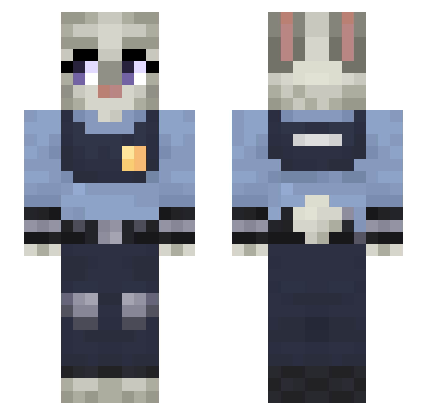 Nezzyk Minecraft skin, front and back view