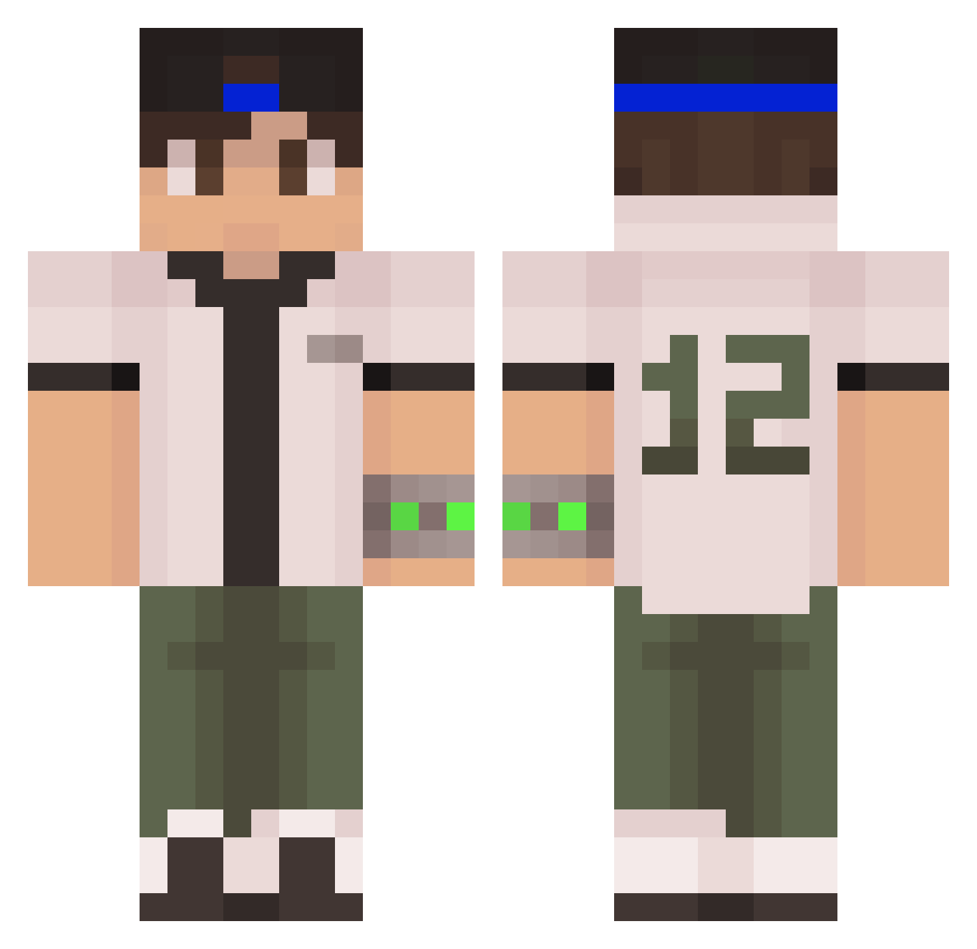 DortHit_57560987 Minecraft skin, front and back view