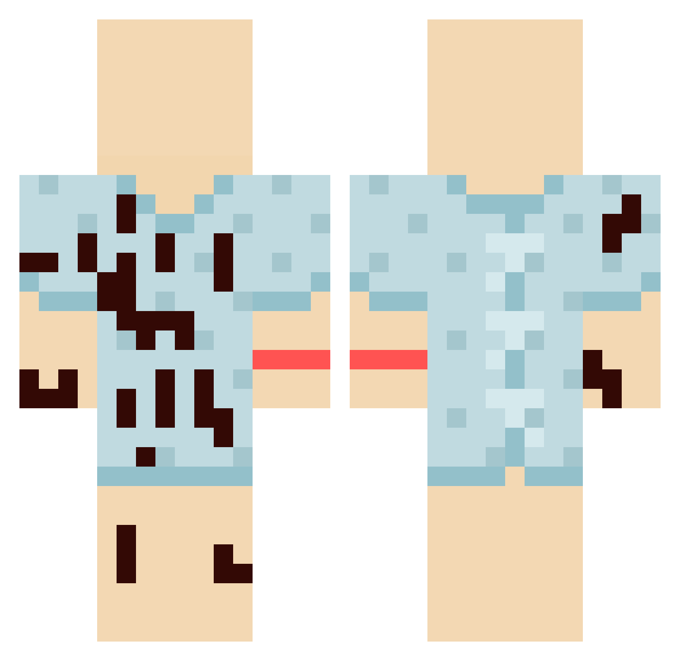 blockwrk Minecraft skin, front and back view