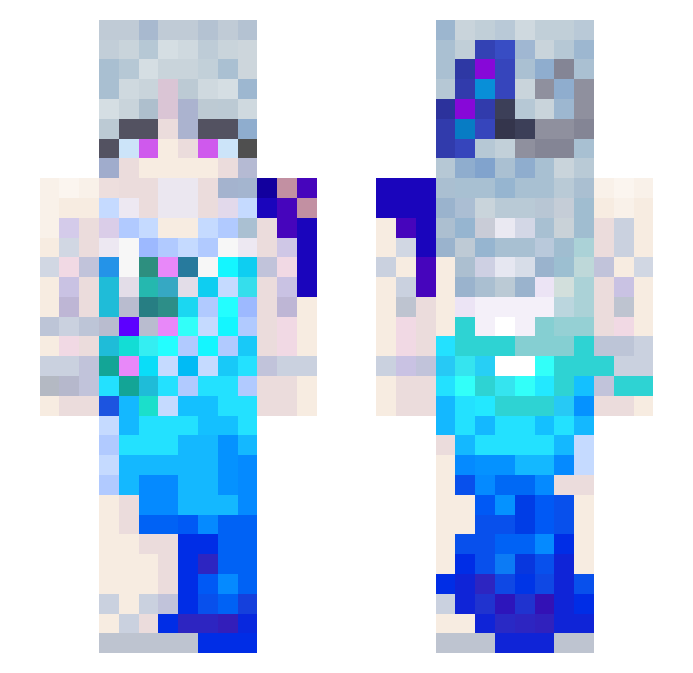 JazIsNotJazz Minecraft skin, front and back view