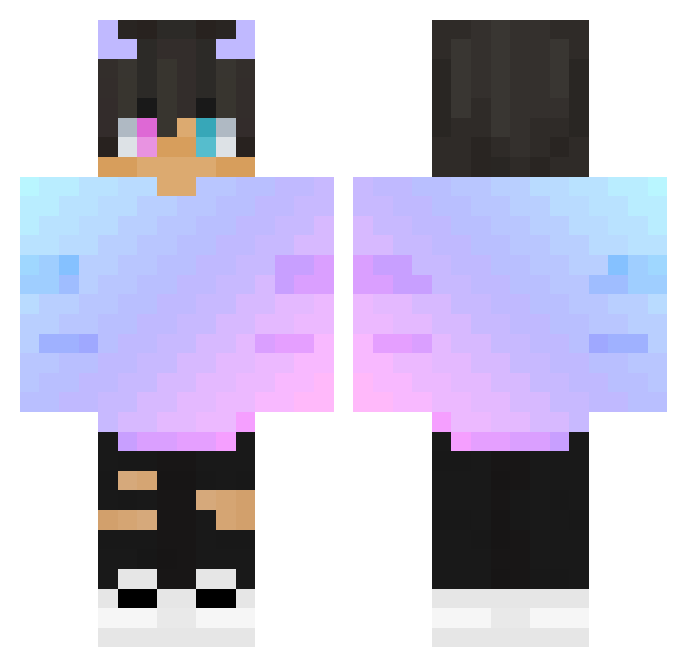 Vorstrafe Minecraft skin, front and back view