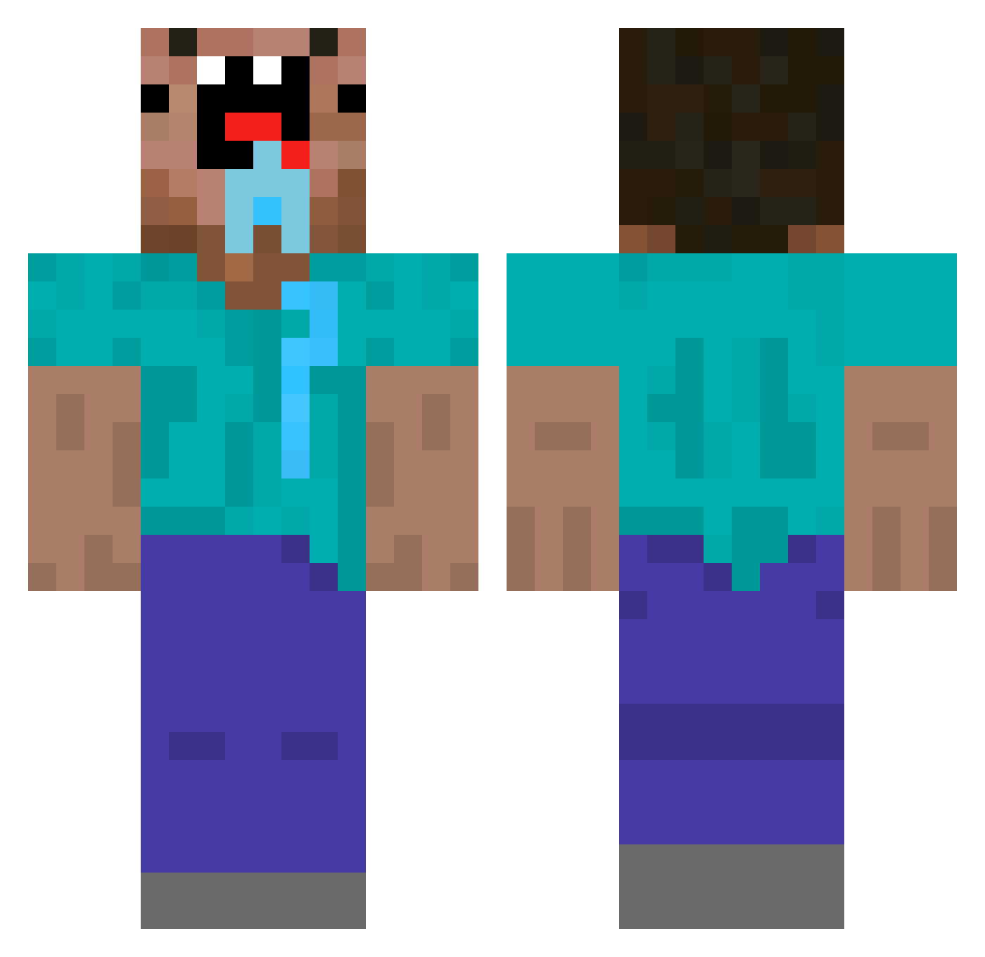 justanisland Minecraft skin, front and back view