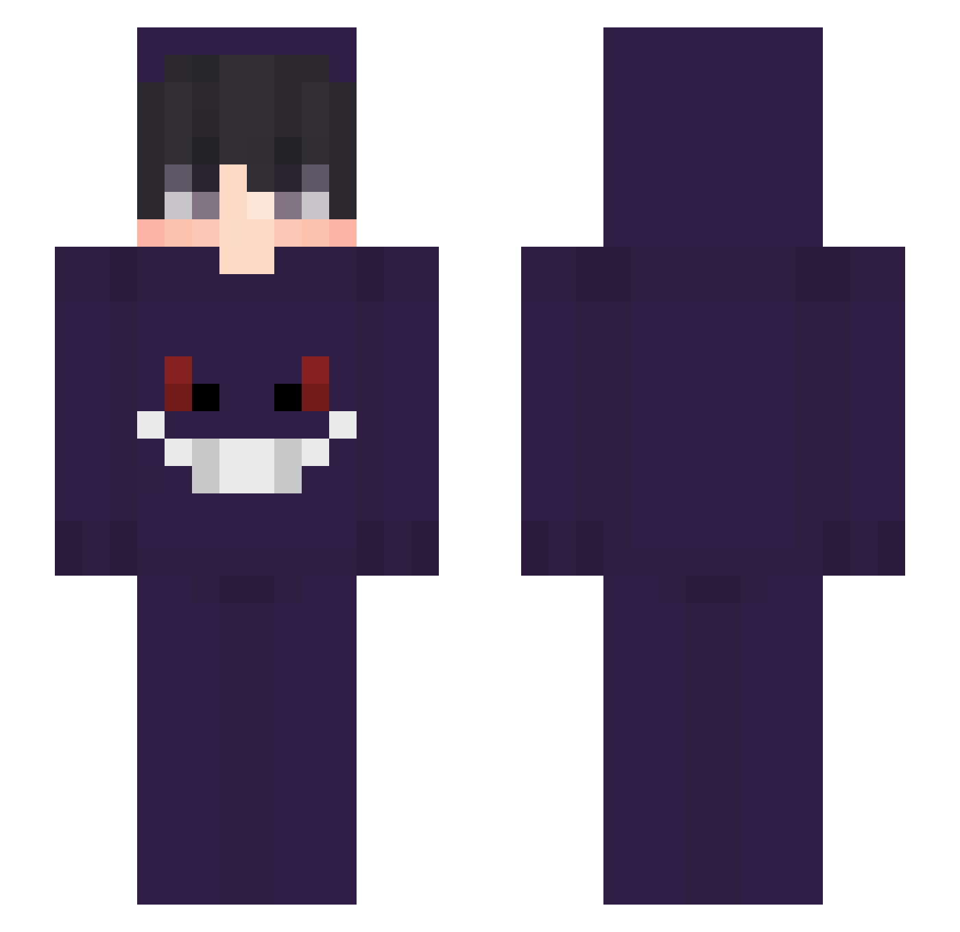Snowy1up Minecraft skin, front and back view