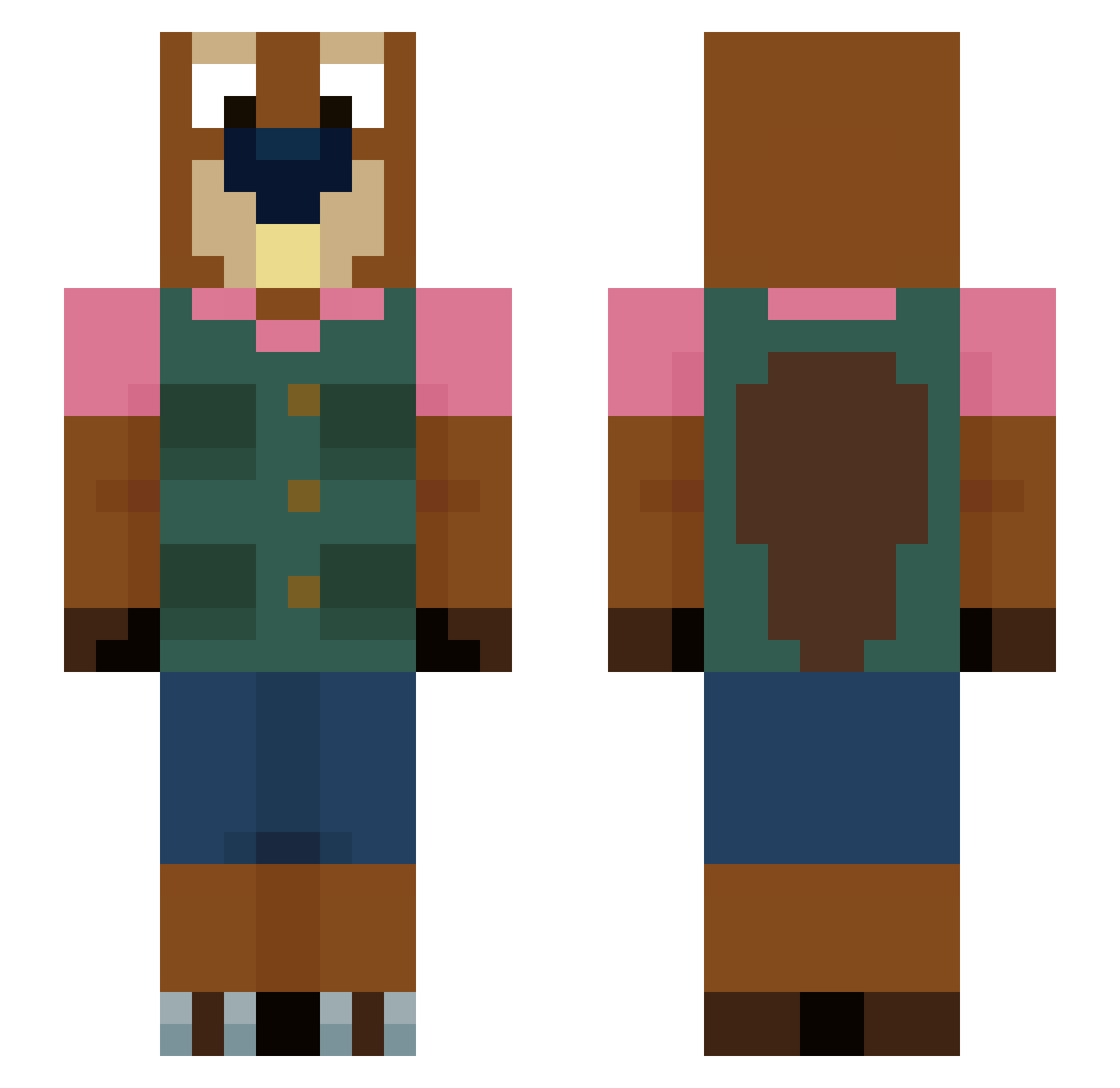 kujonek Minecraft skin, front and back view