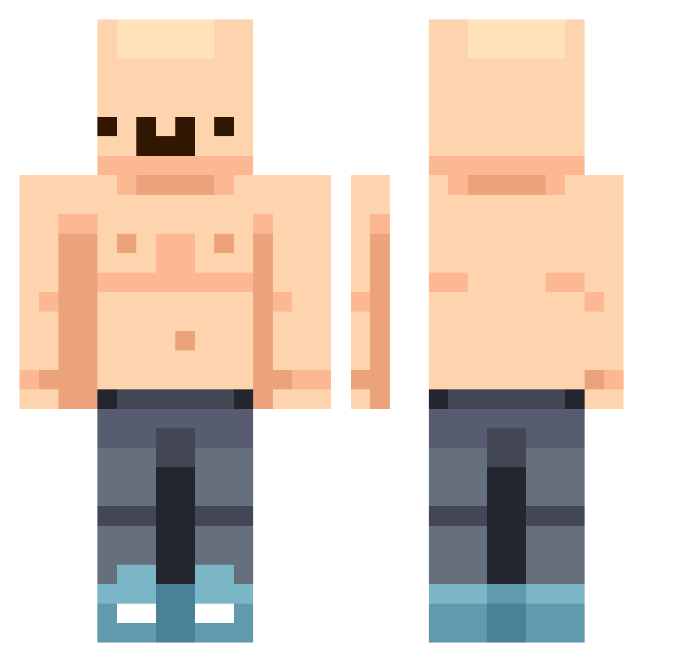 VeryMediocreName Minecraft skin, front and back view