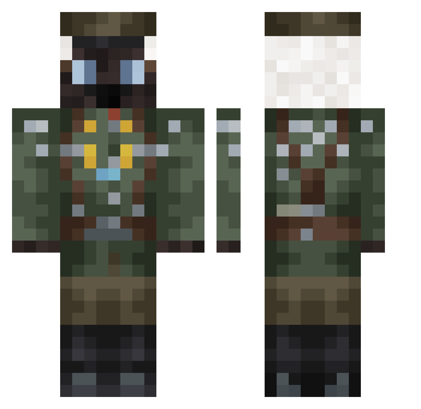 scheddoc Minecraft skin, front and back view