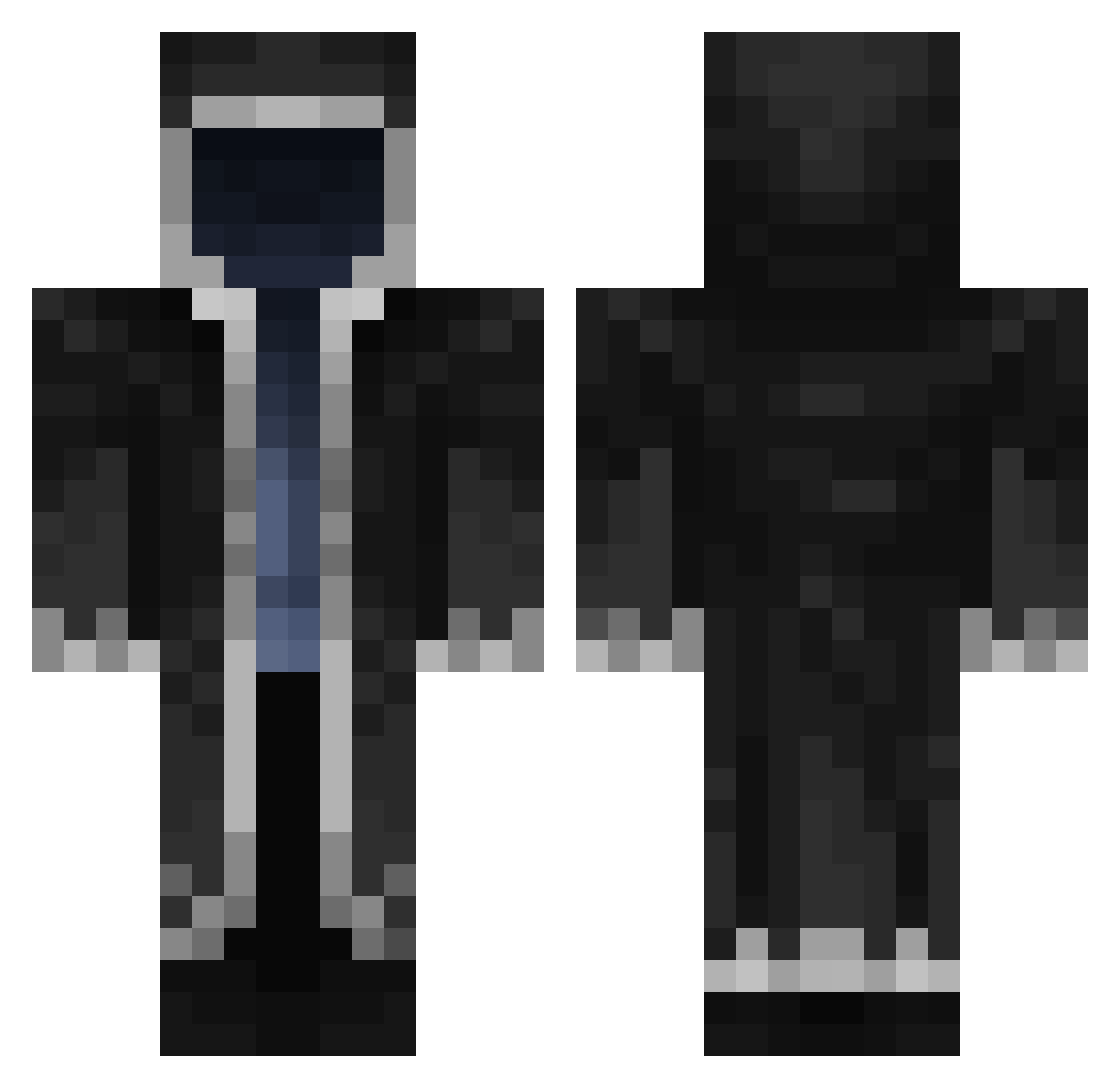 Jirkof Minecraft skin, front and back view