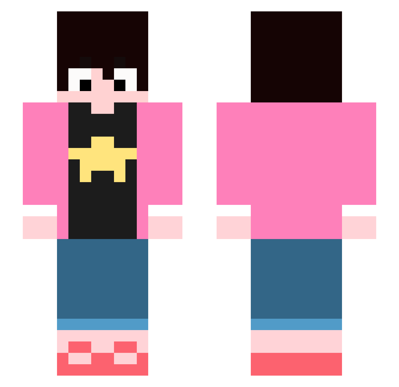 Unsymmetry Minecraft skin, front and back view