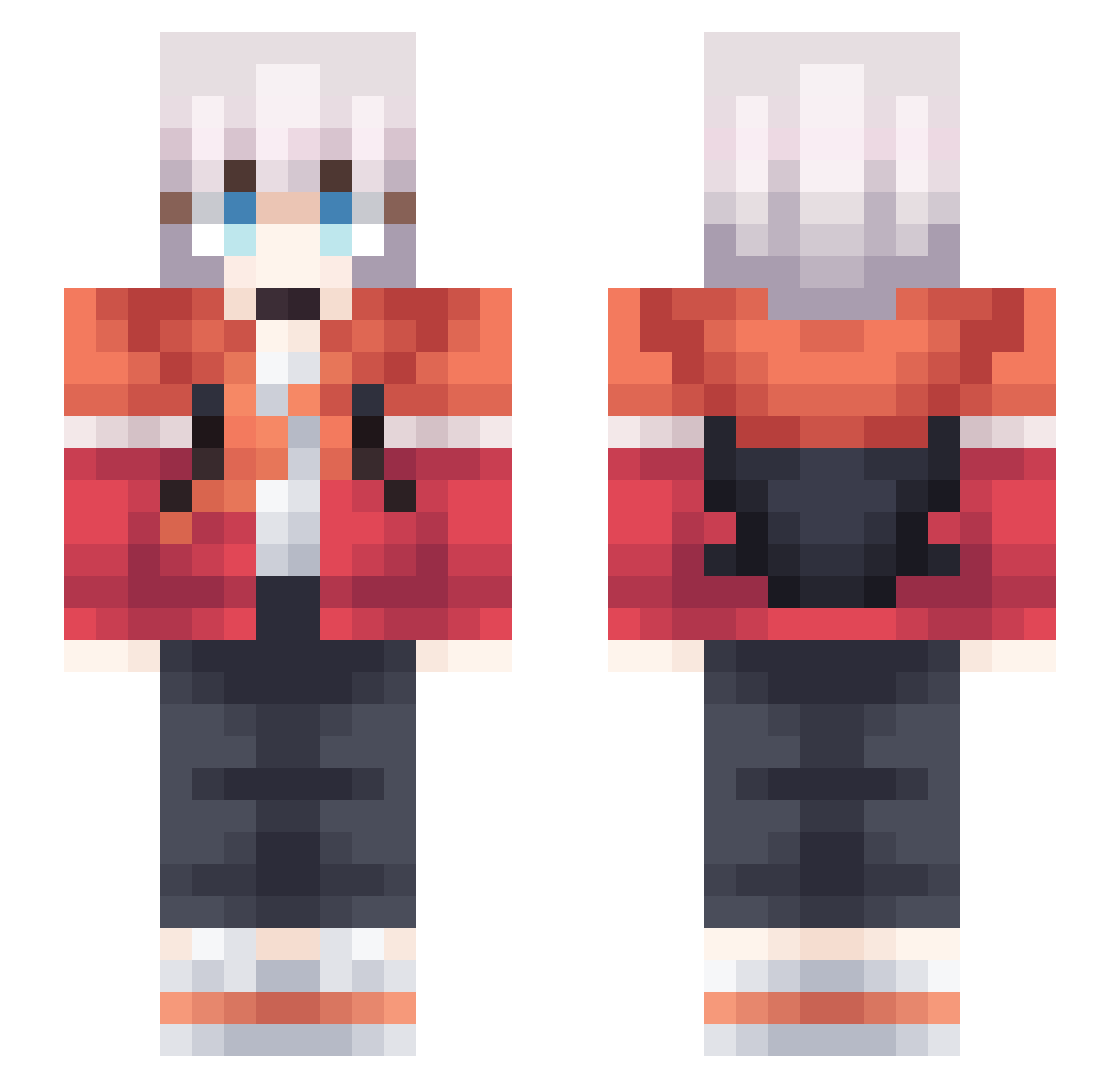 SixzuA Minecraft skin, front and back view