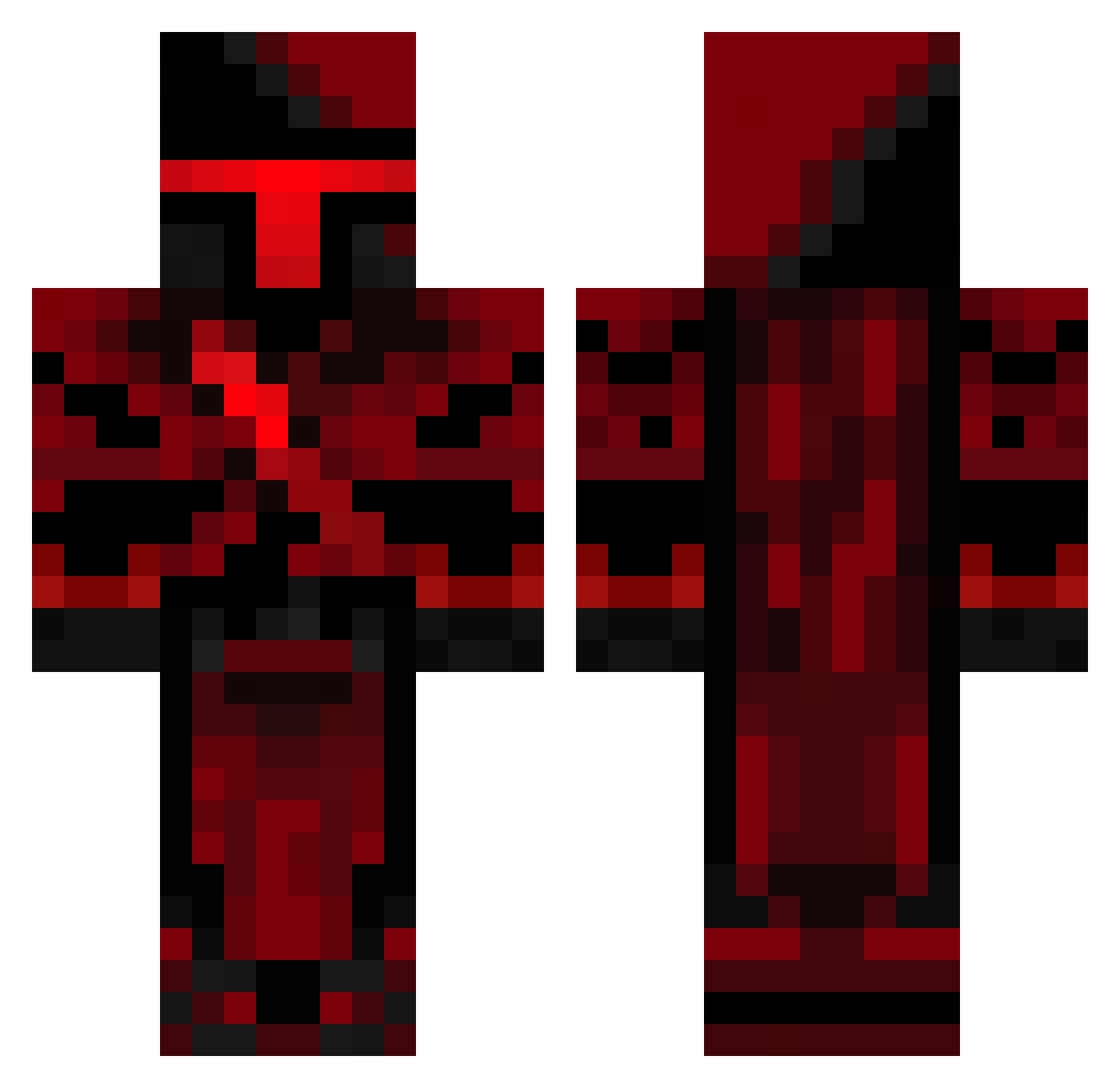 VortexKnightX Minecraft skin, front and back view