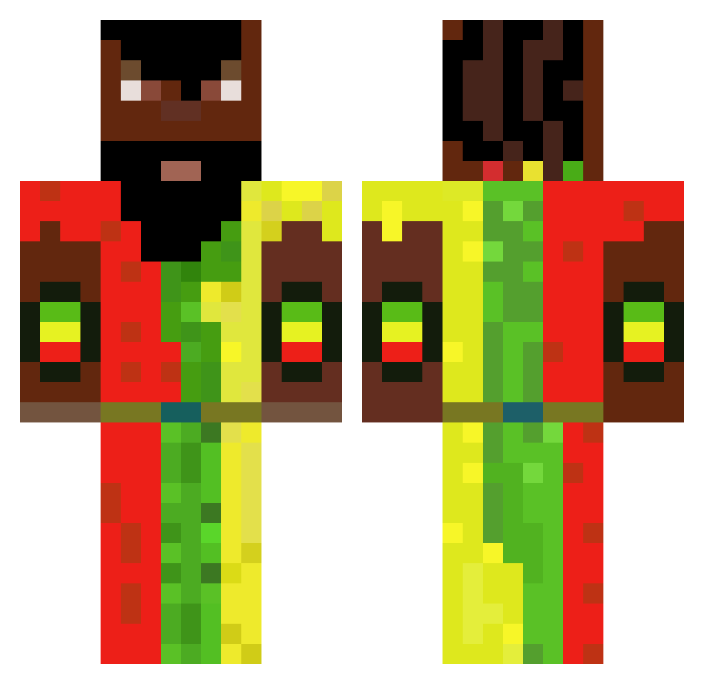 Yonkers69 Minecraft skin, front and back view