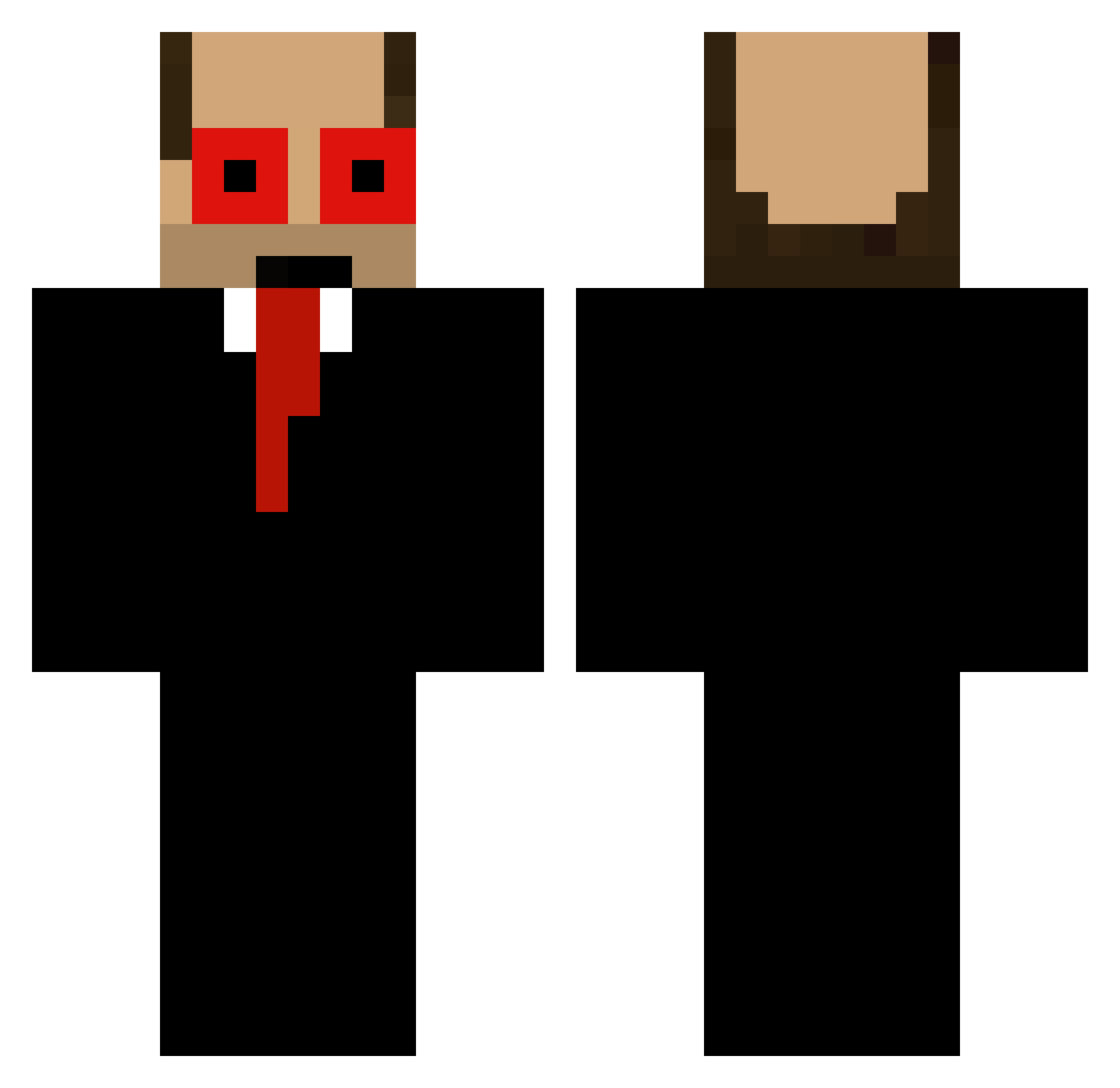 Taserr Minecraft skin, front and back view