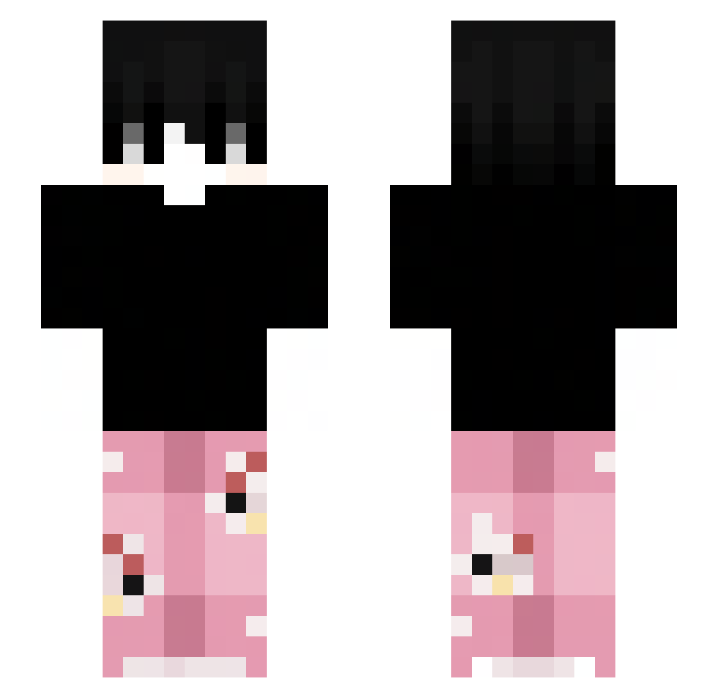 qxkx Minecraft skin, front and back view