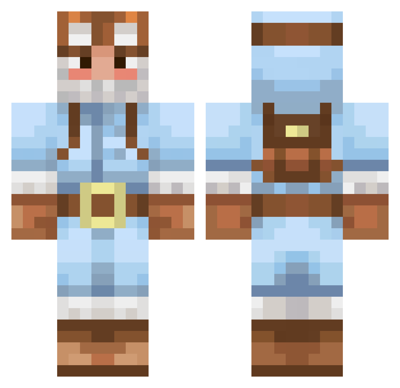 Zytherian Minecraft skin, front and back view