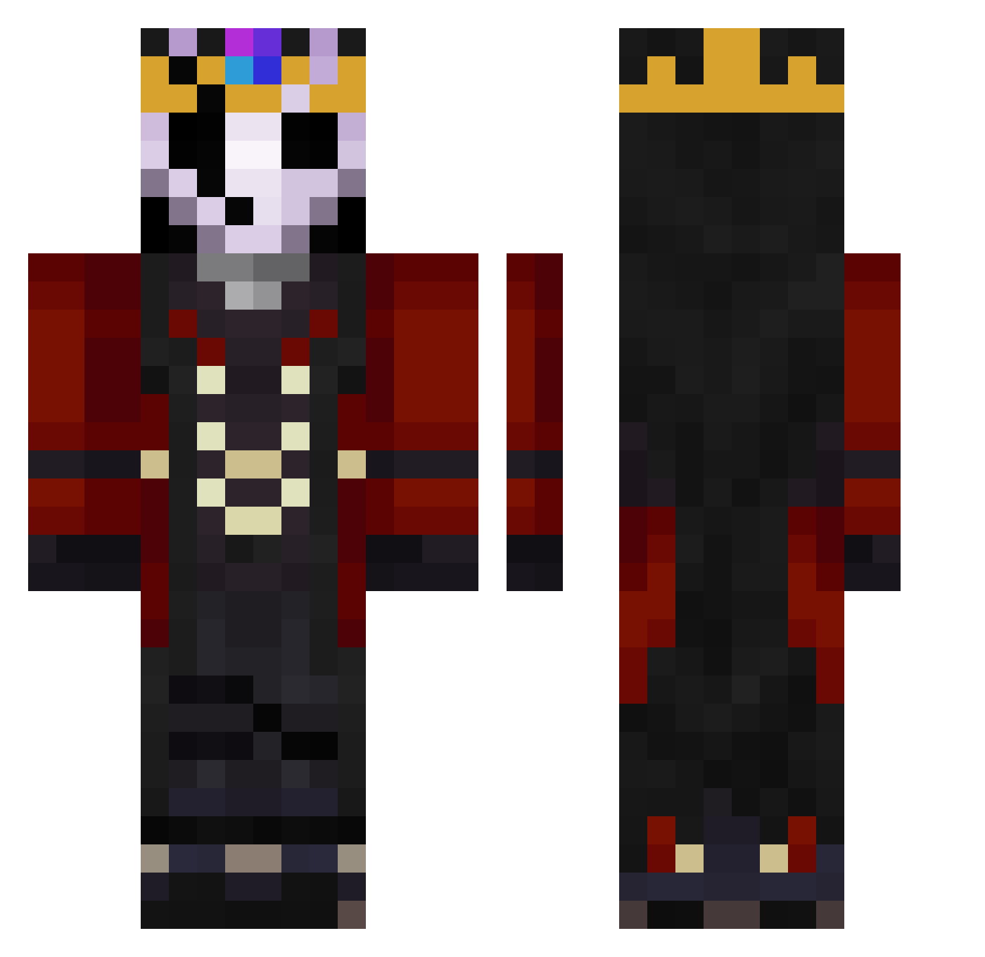 Xelderx Minecraft skin, front and back view
