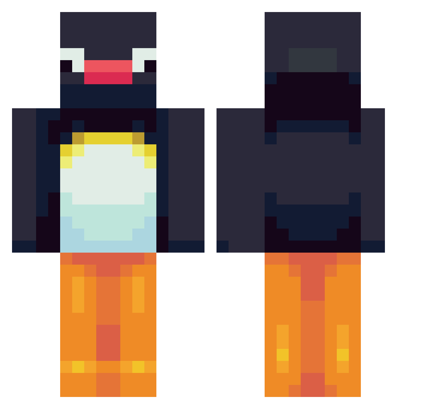 coronasibal Minecraft skin, front and back view