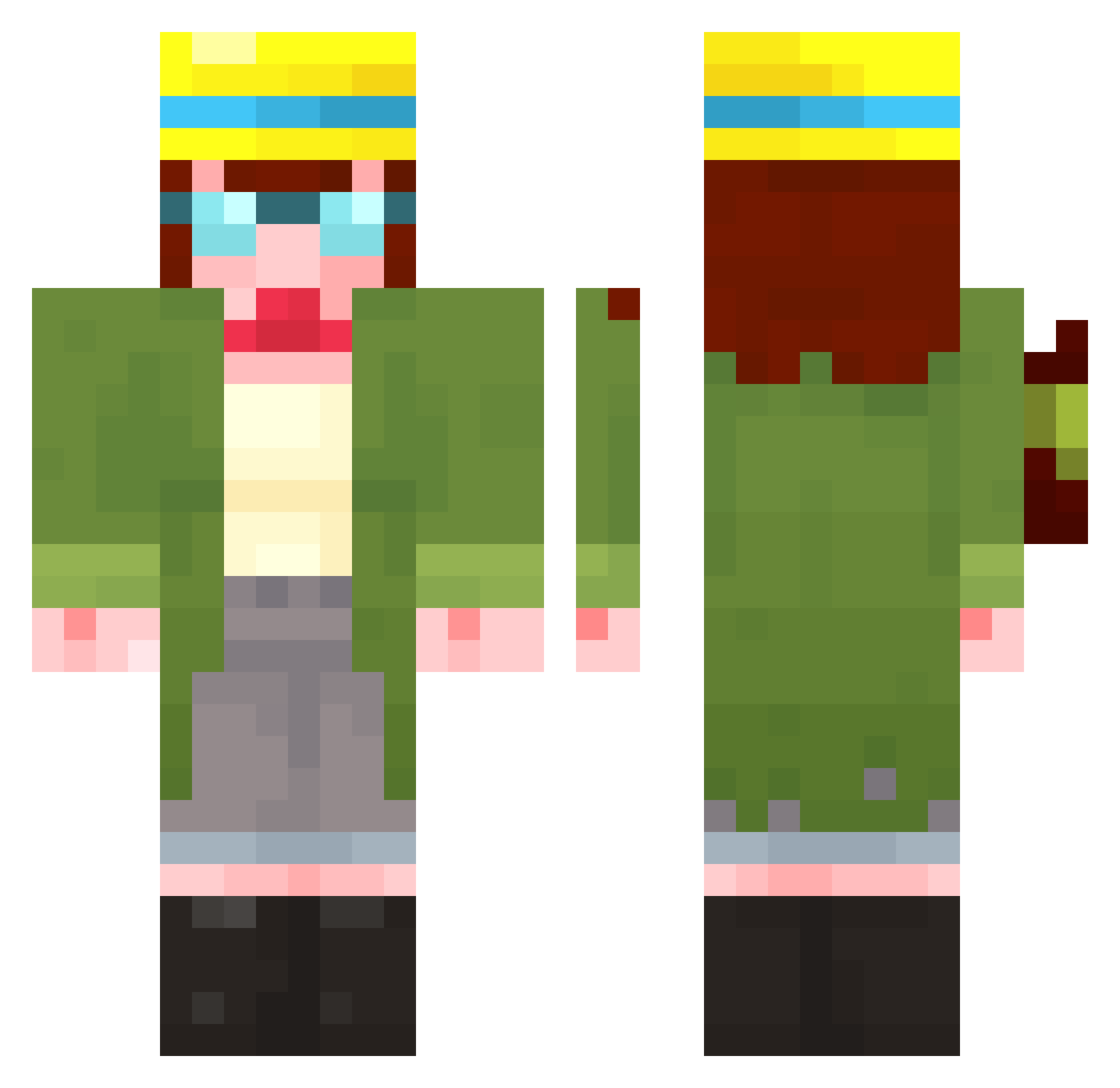 Nookado Minecraft skin, front and back view