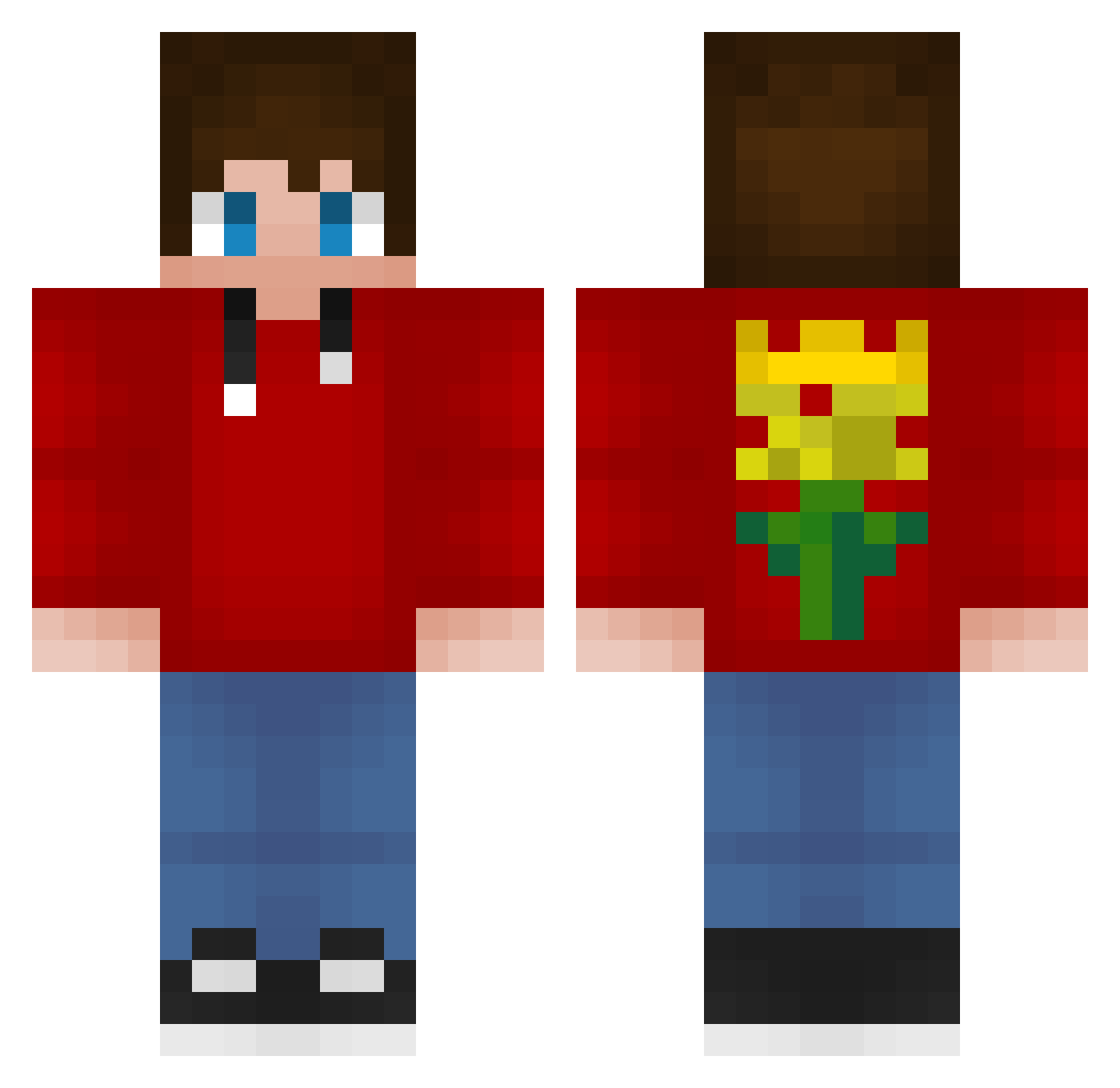 Y1ps Minecraft skin, front and back view