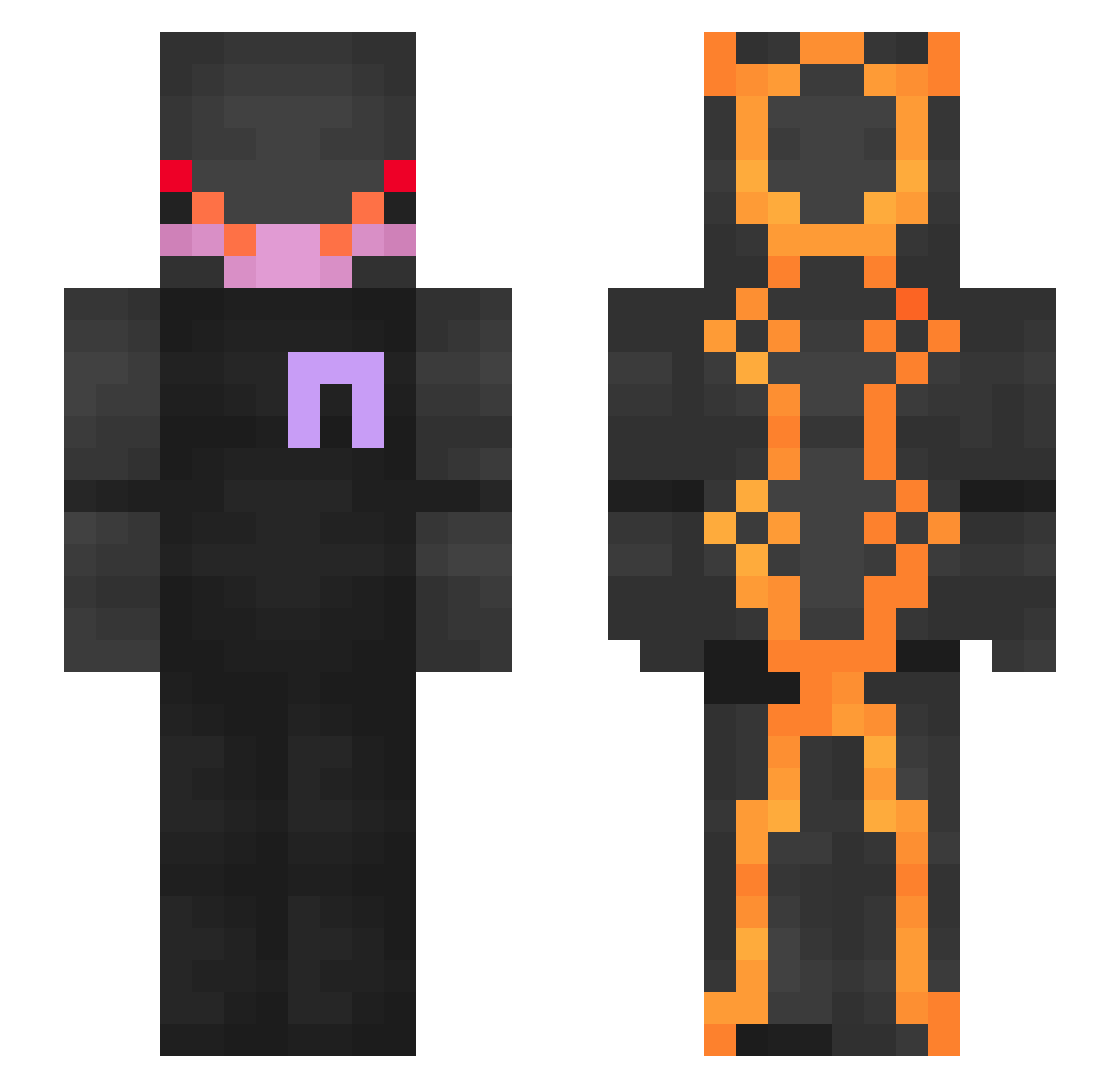 ShinyRayquaza Minecraft skin, front and back view