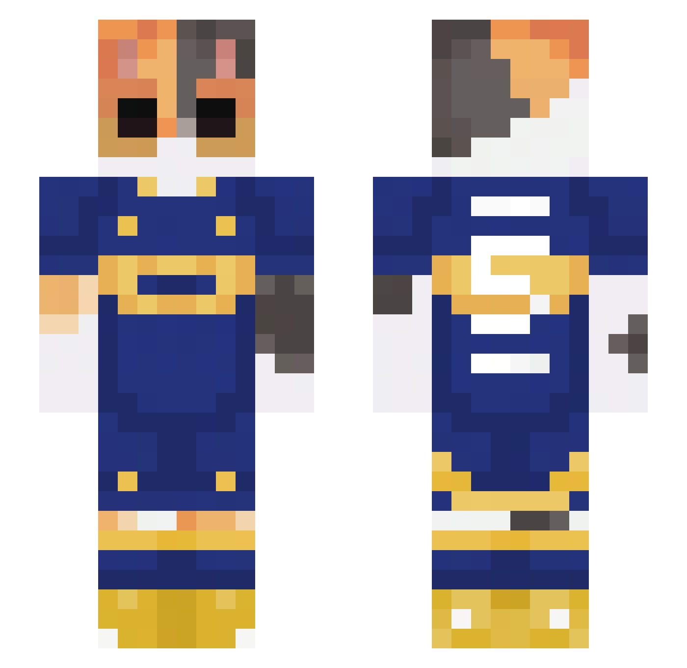 K1NV4L Minecraft skin, front and back view