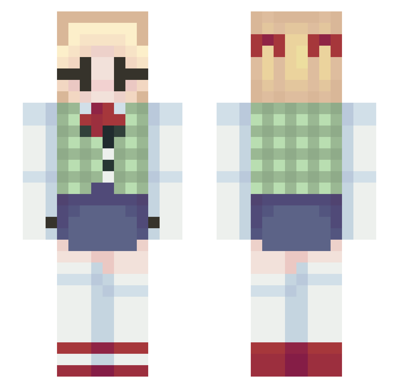 Fimiya Minecraft skin, front and back view