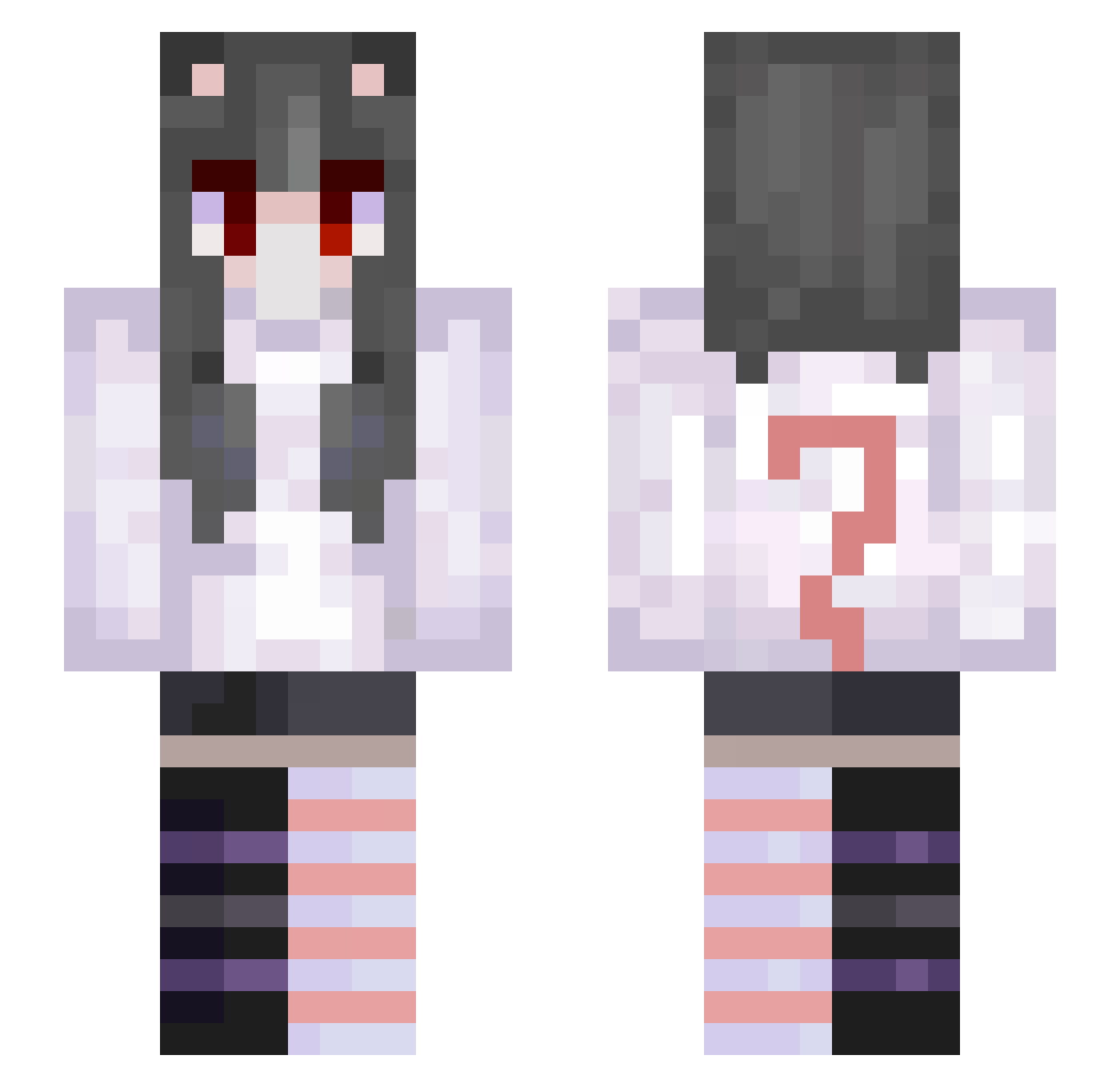 Meoowyz Minecraft skin, front and back view