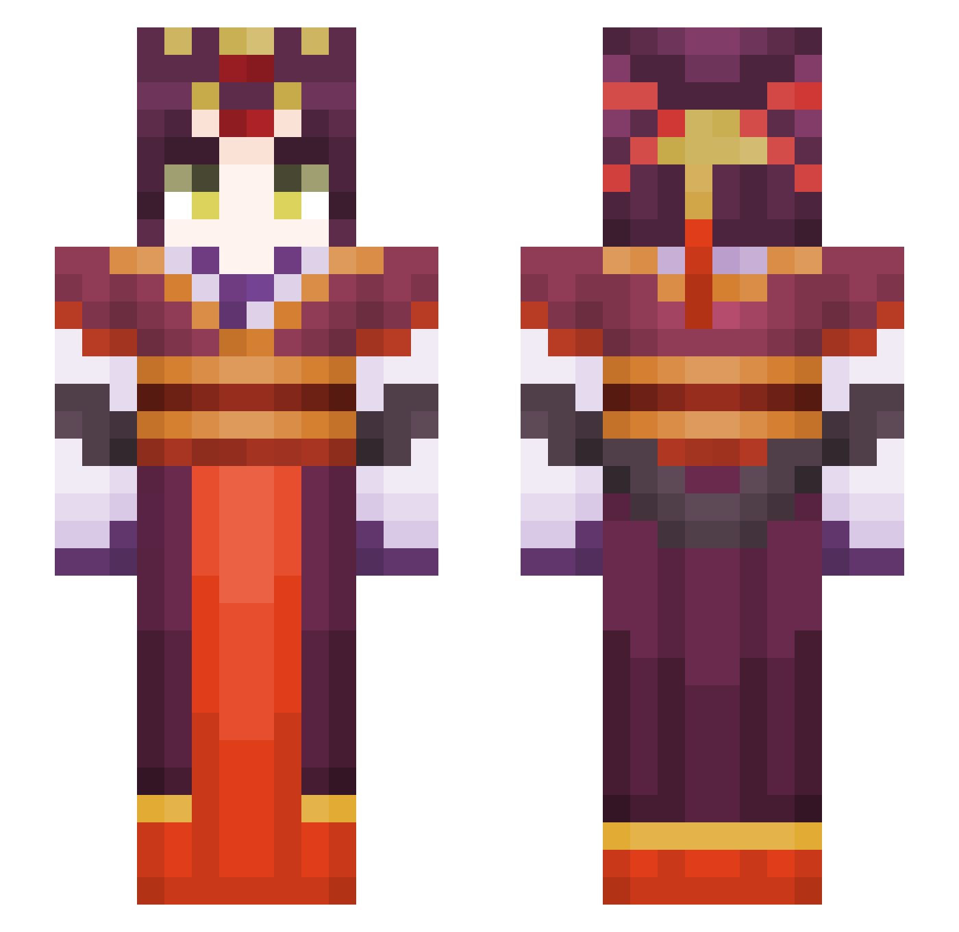 MaiTopaz Minecraft skin, front and back view