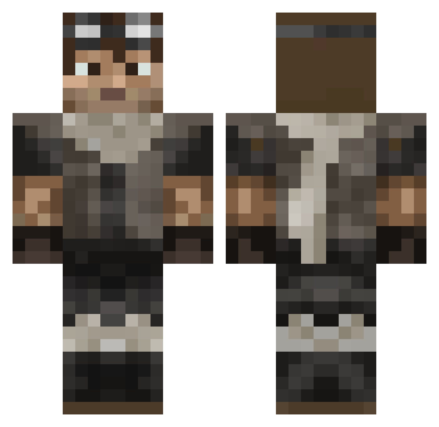Erupted Minecraft skin, front and back view