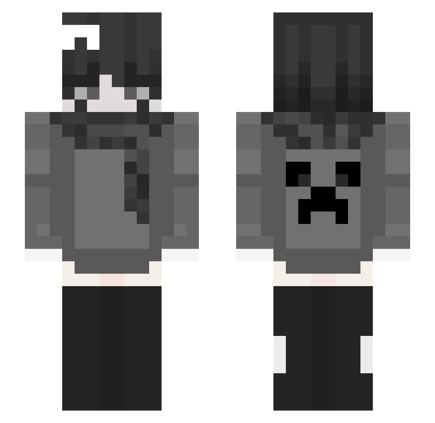 xsnOvO Minecraft skin, front and back view