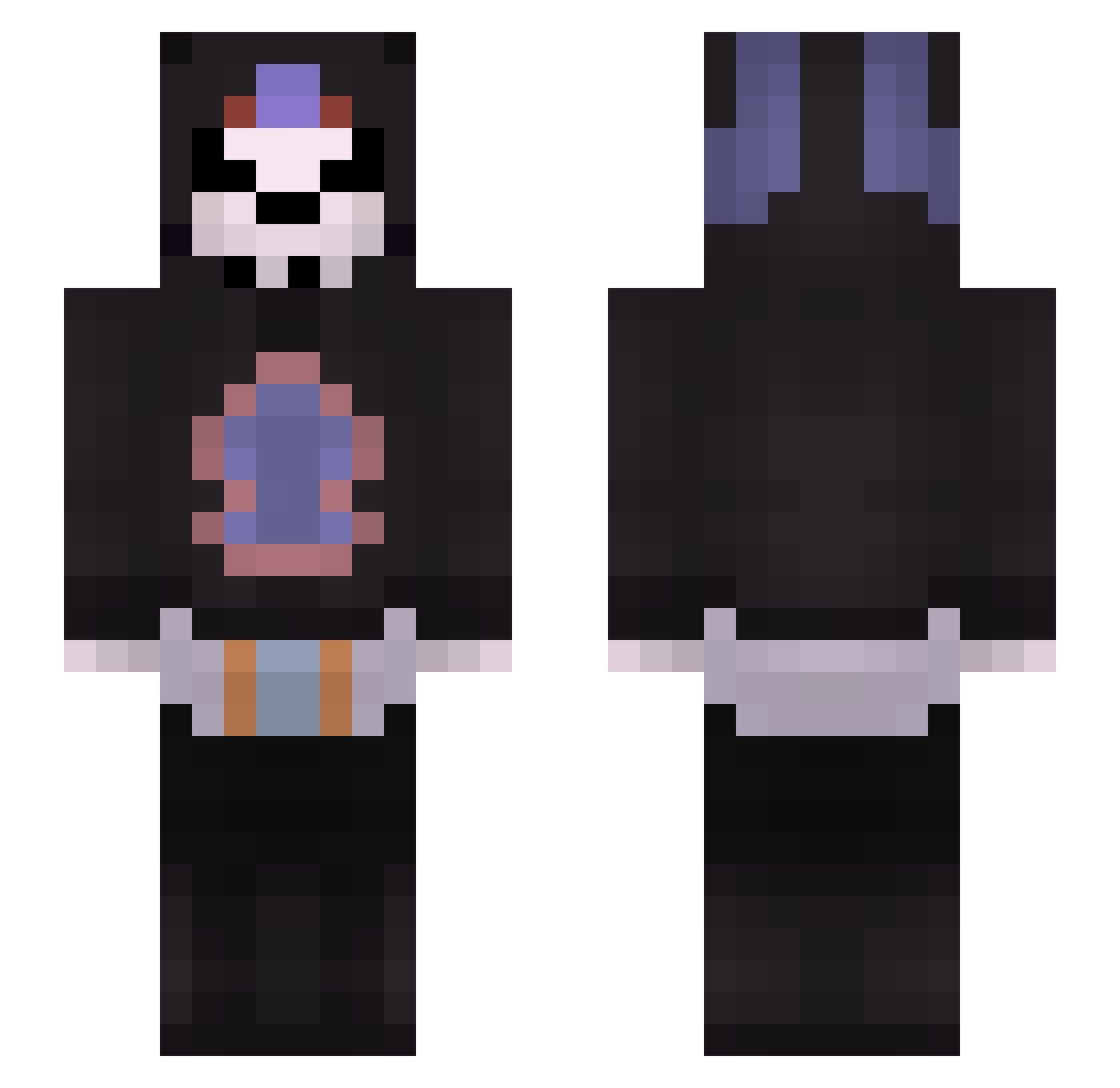 NyoxVI Minecraft skin, front and back view