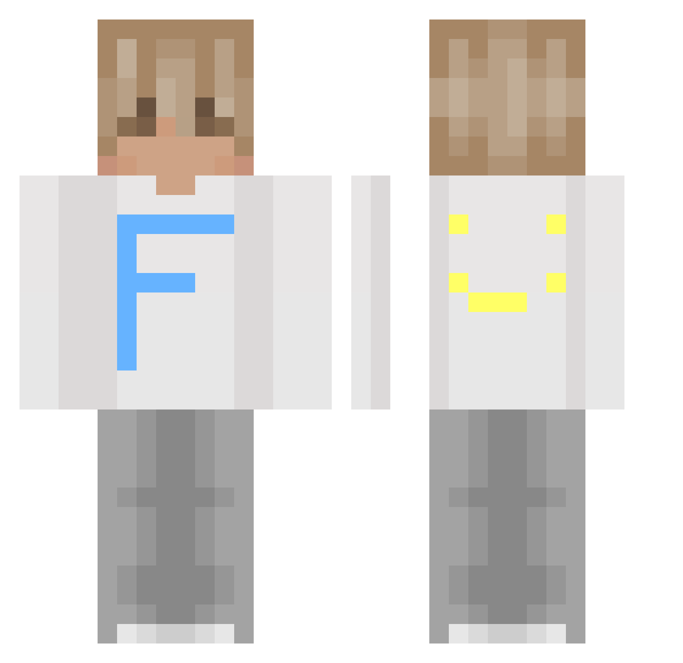 Luca_Prox Minecraft skin, front and back view