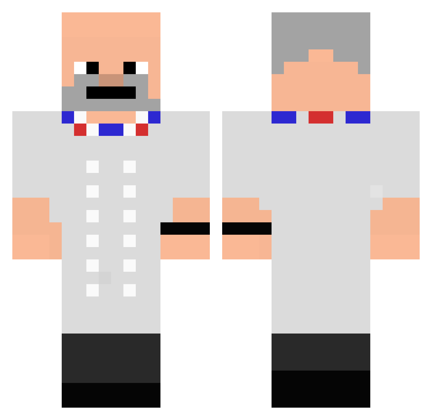 Ptrrx0 Minecraft skin, front and back view