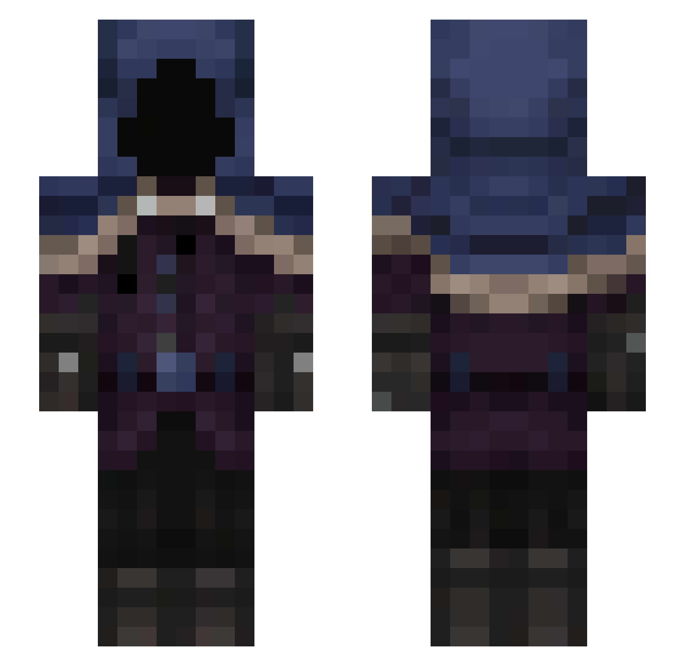 valkier8 Minecraft skin, front and back view